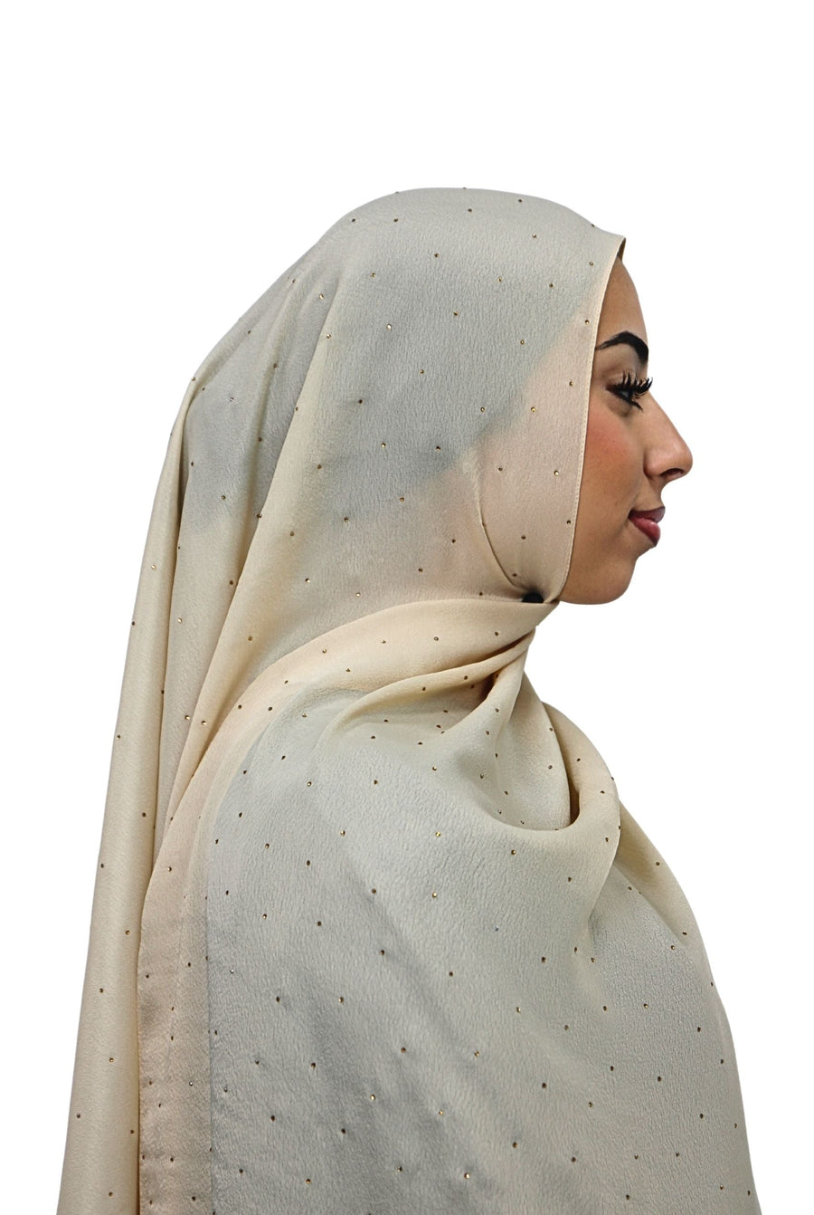 Satin Mukesh Hijab Ivory Col 2