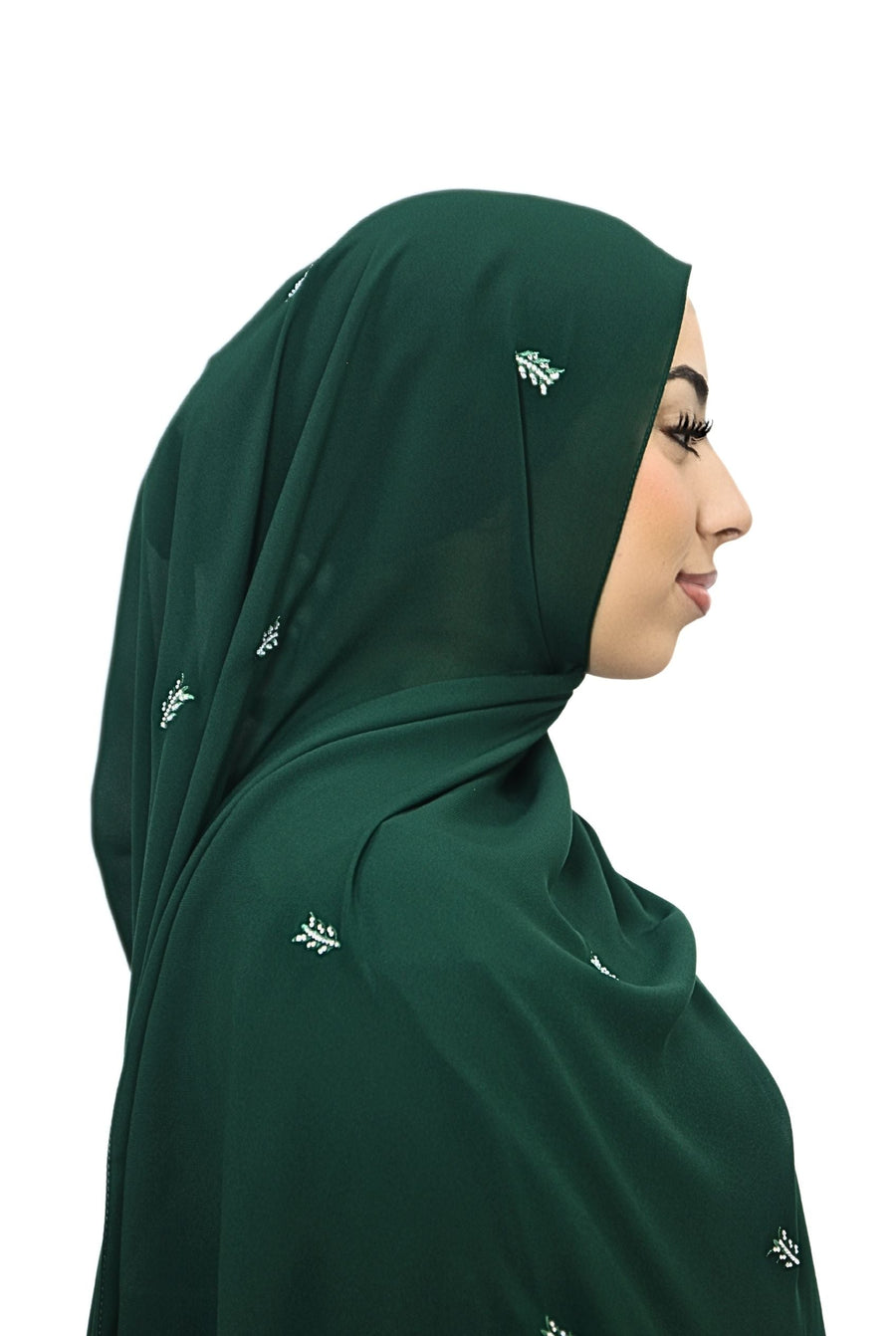 Emirati Chiffon Hijab D1 Emerald Green Col 91