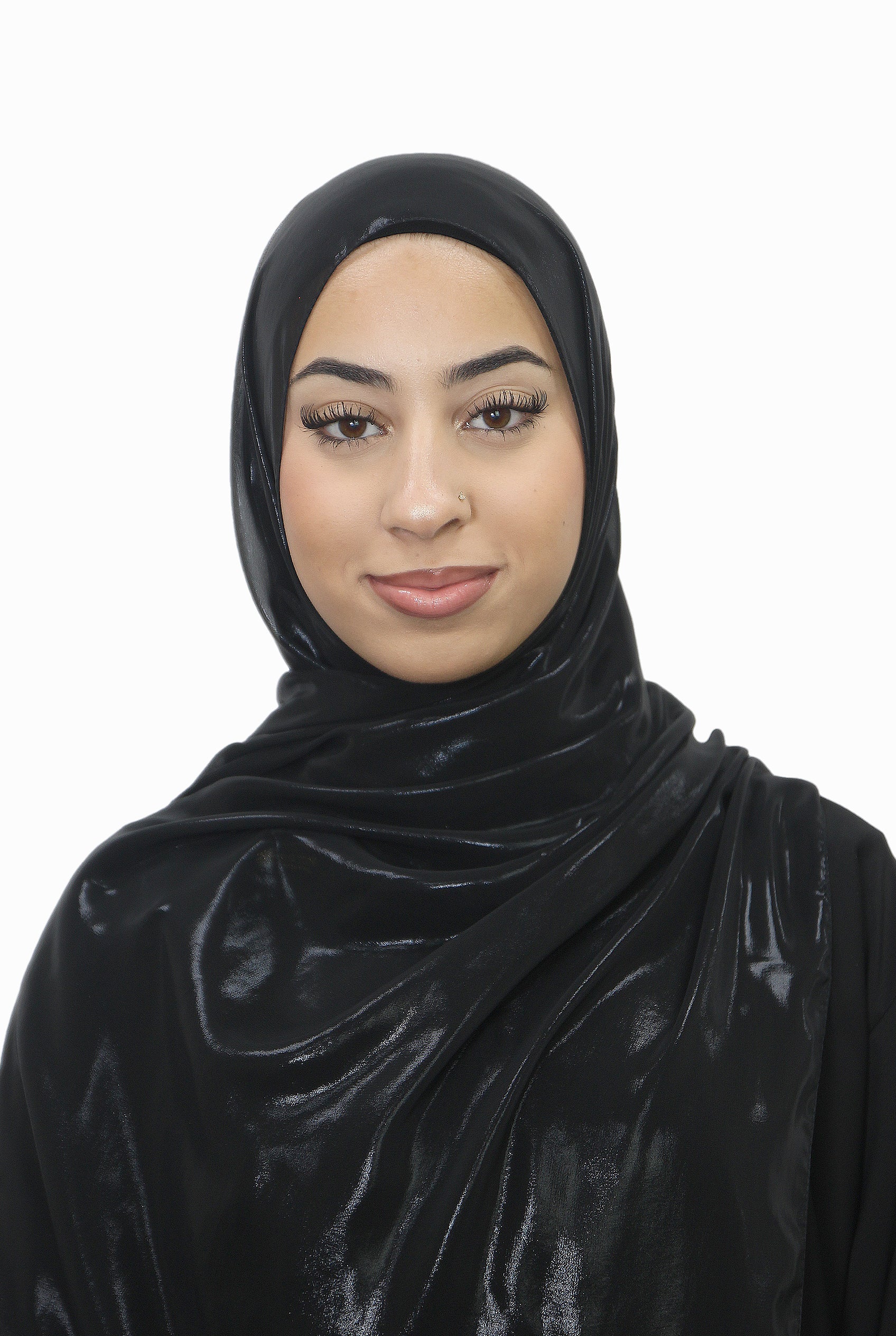 Silver Korean Shimmer Hijab Black Col 20