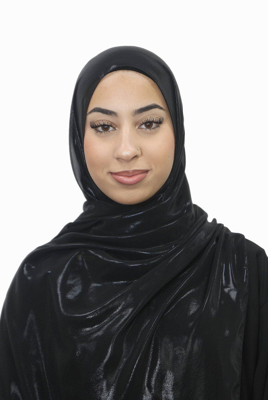 Silver Korean Shimmer Hijab Black Col 20