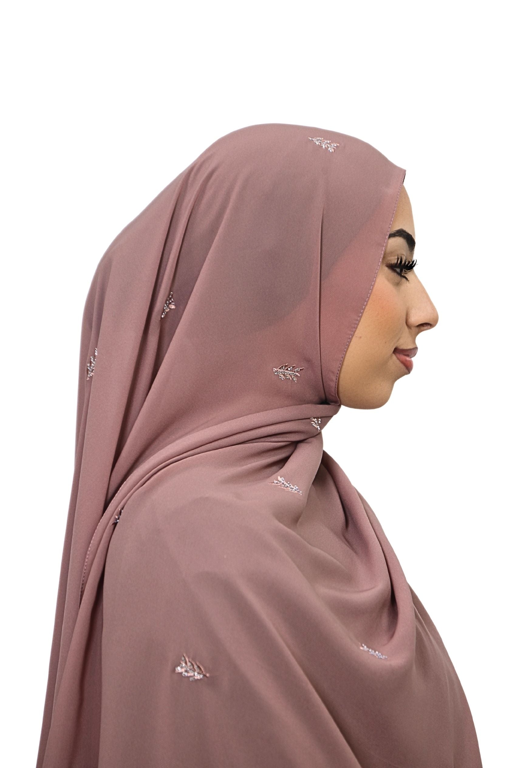 Emirati Chiffon Hijab D1 Dusty Rose Col 15