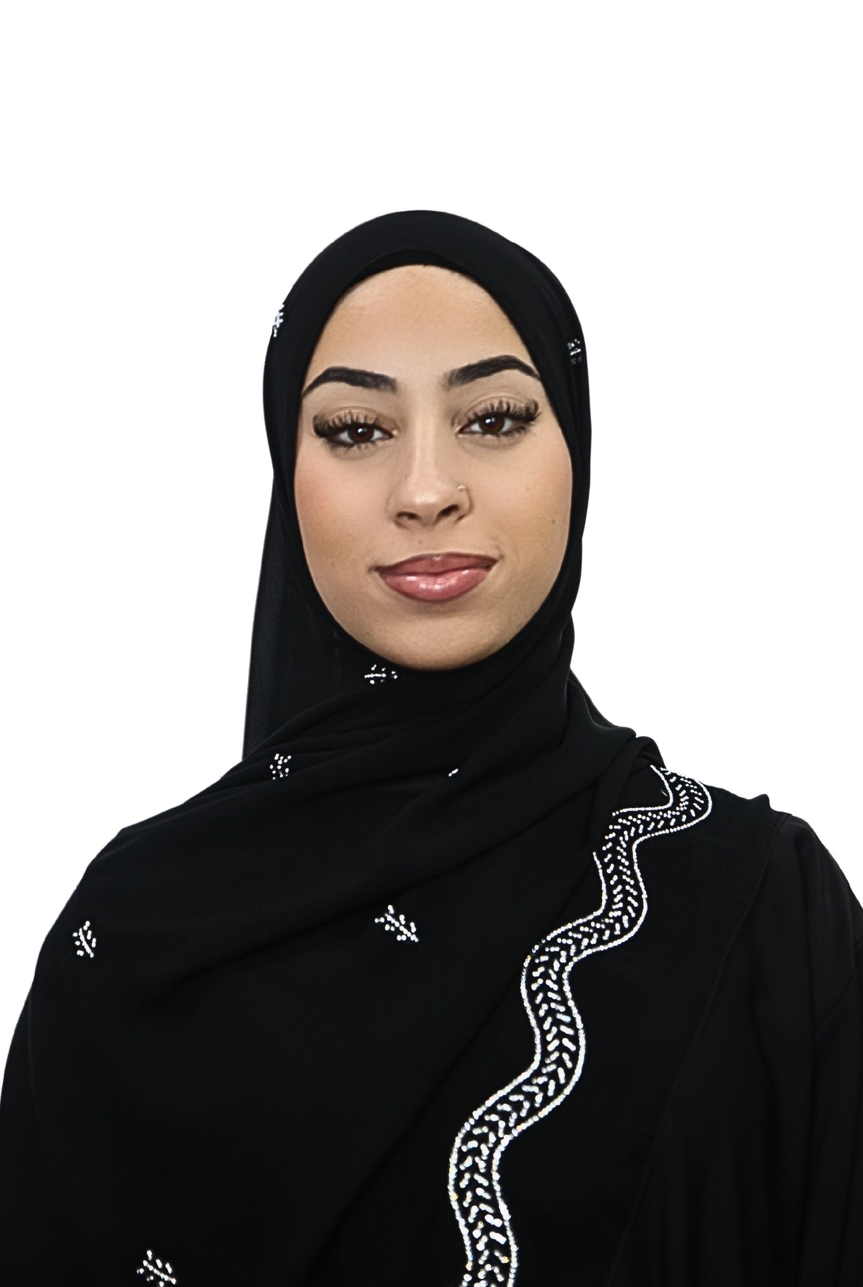 Emirati Chiffon Hijab D1 Black Col Formal Black