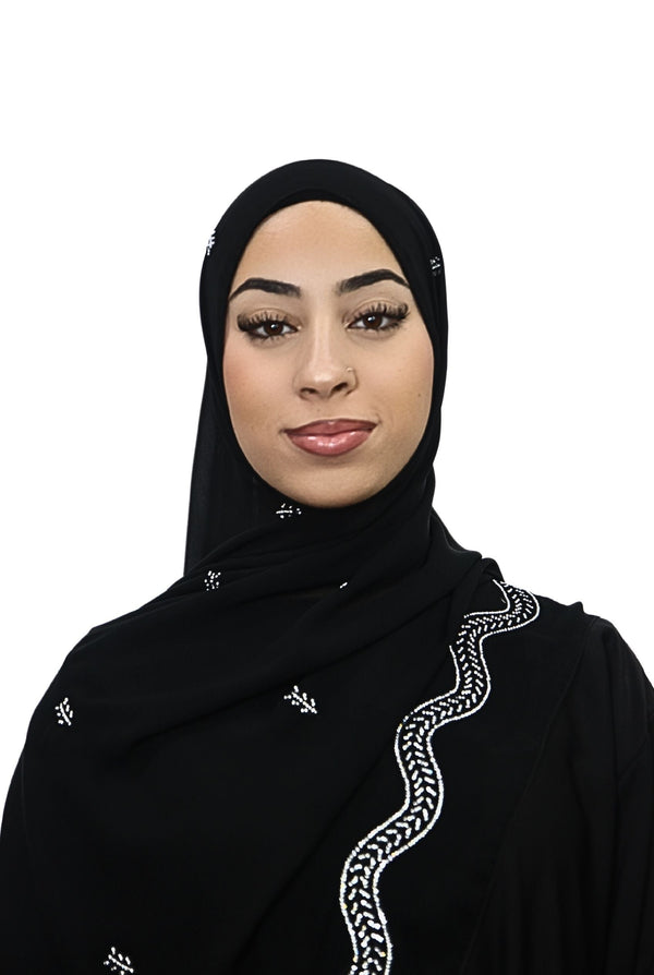 Emirati Chiffon Hijab D1 Black Col Formal Black
