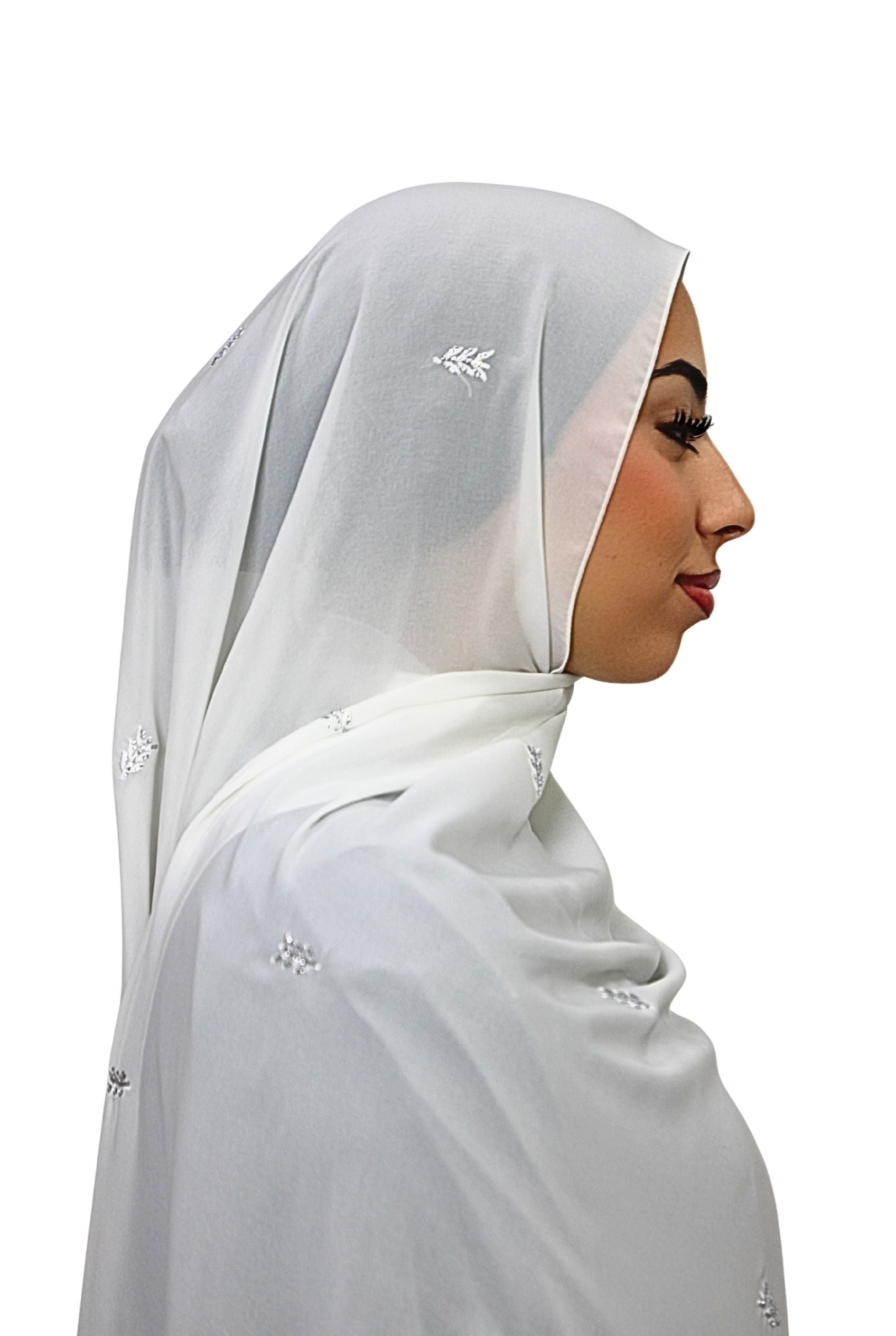 Emirati Chiffon Hijab D1 Ivory Col 2