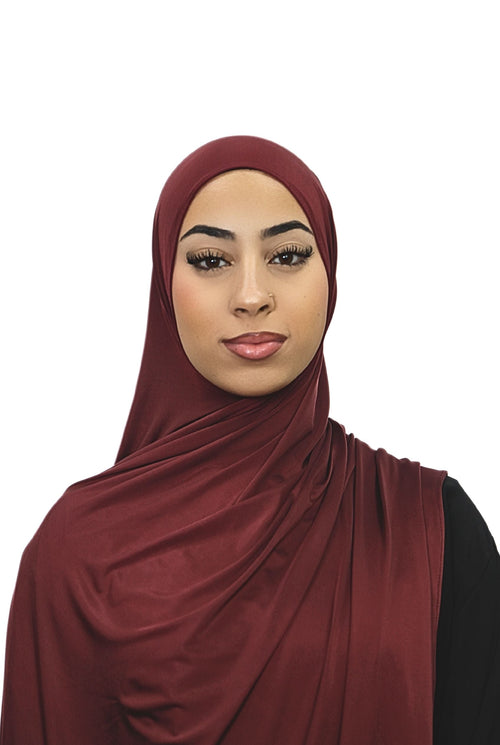Liquid Jersey Hijab Burgundy Col 35