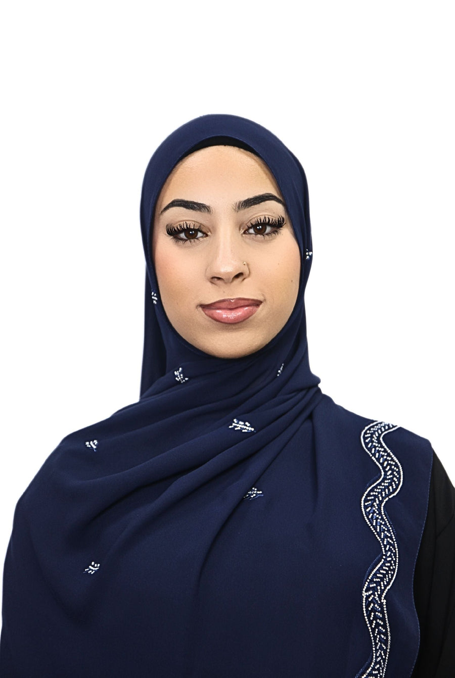 Emirati Chiffon Hijab D1 Navy Col 82