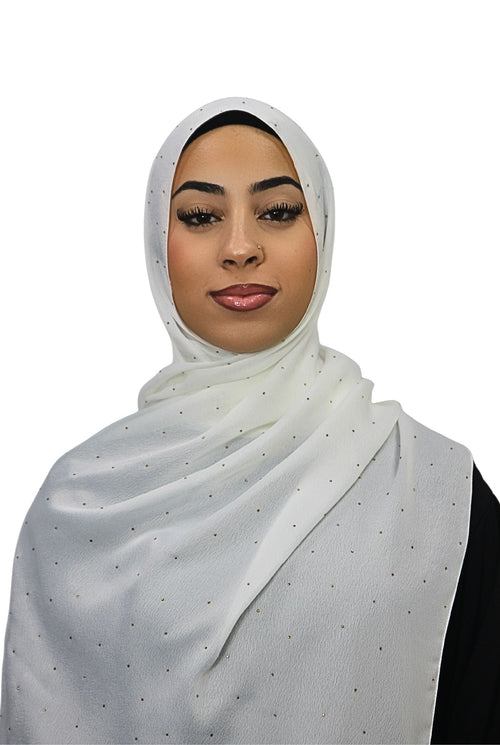 Satin Mukesh Hijab White Col 14