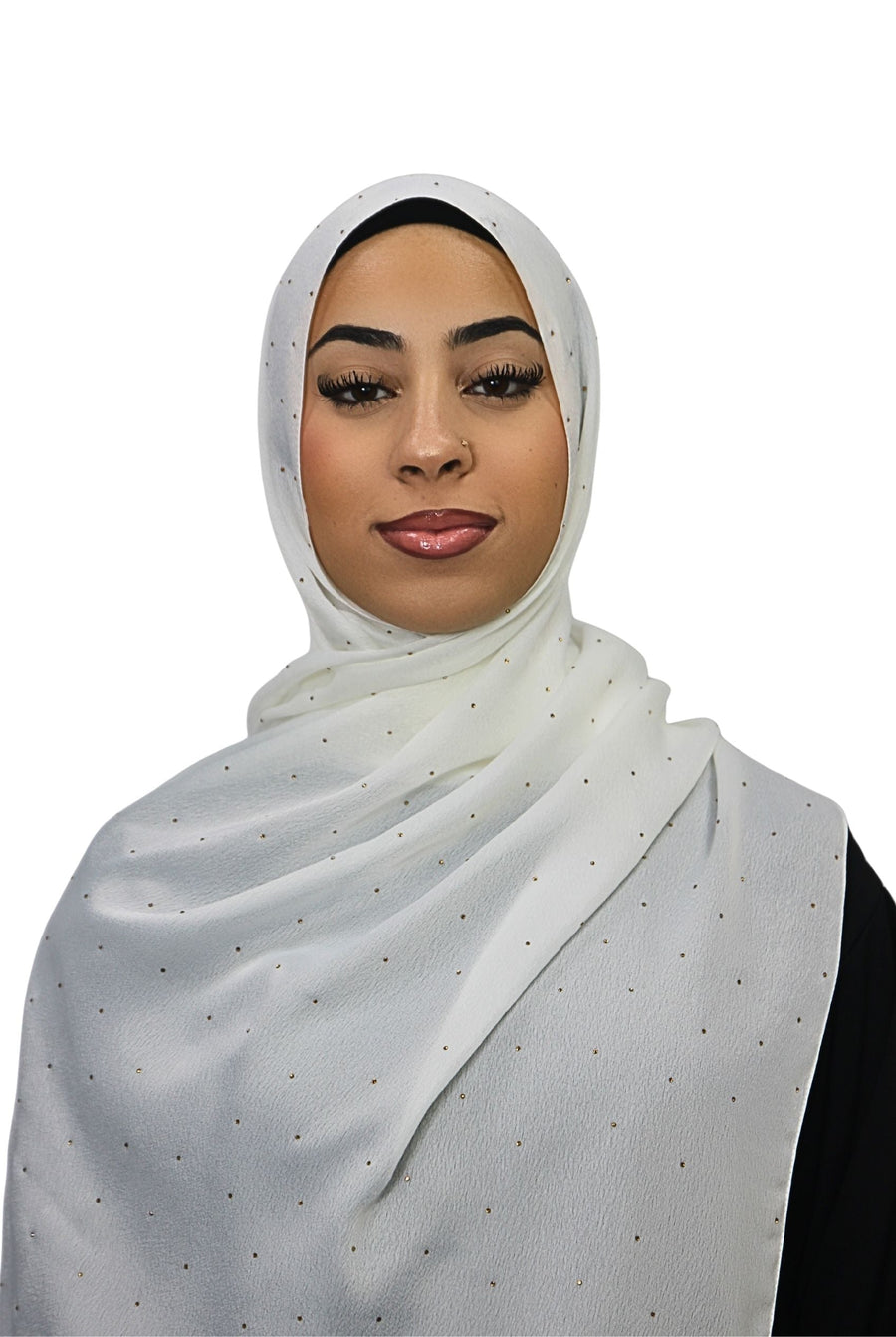 Satin Mukesh Hijab White Col 14