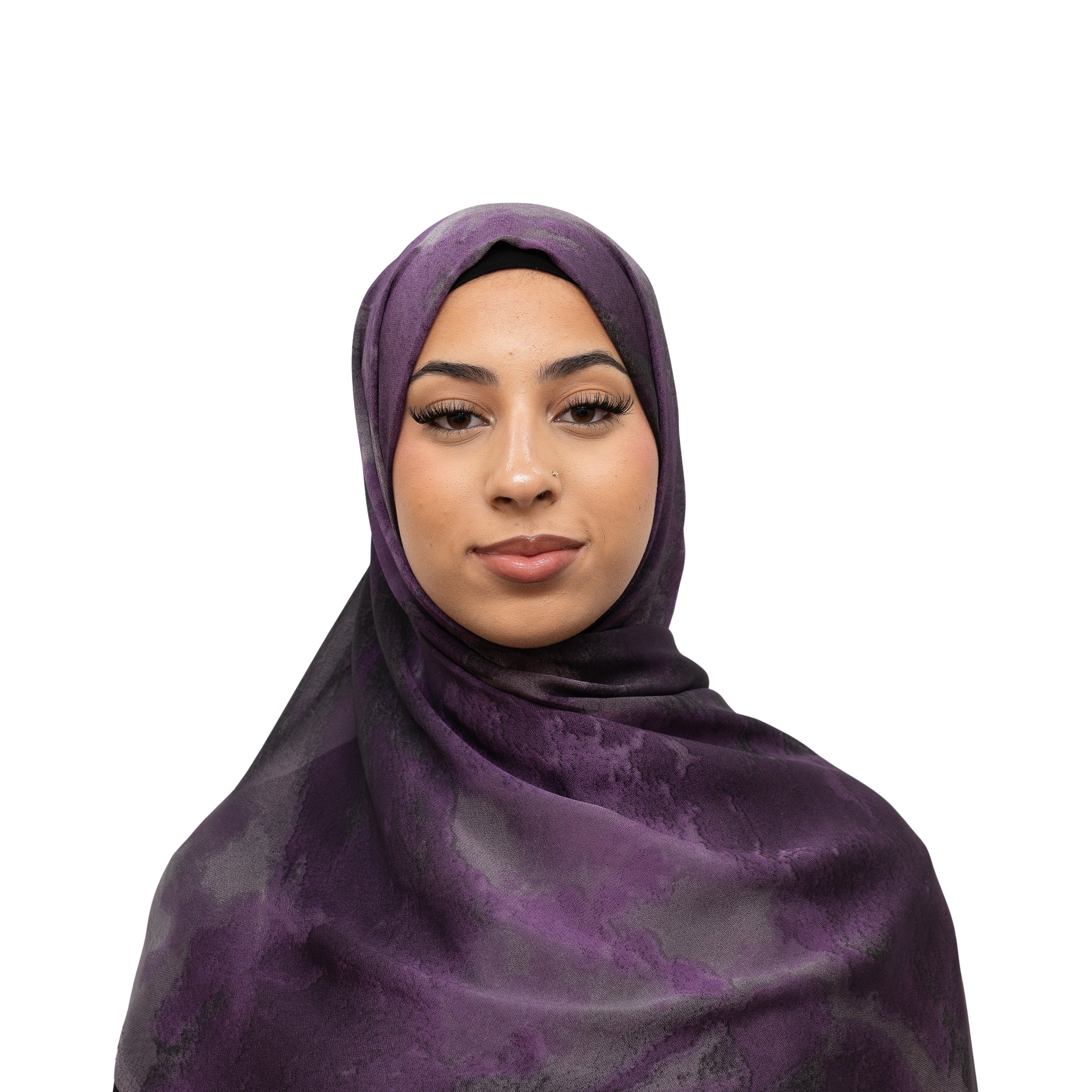 Vella Print Style 2-4 Silk Chiffon Hijab Aubergine