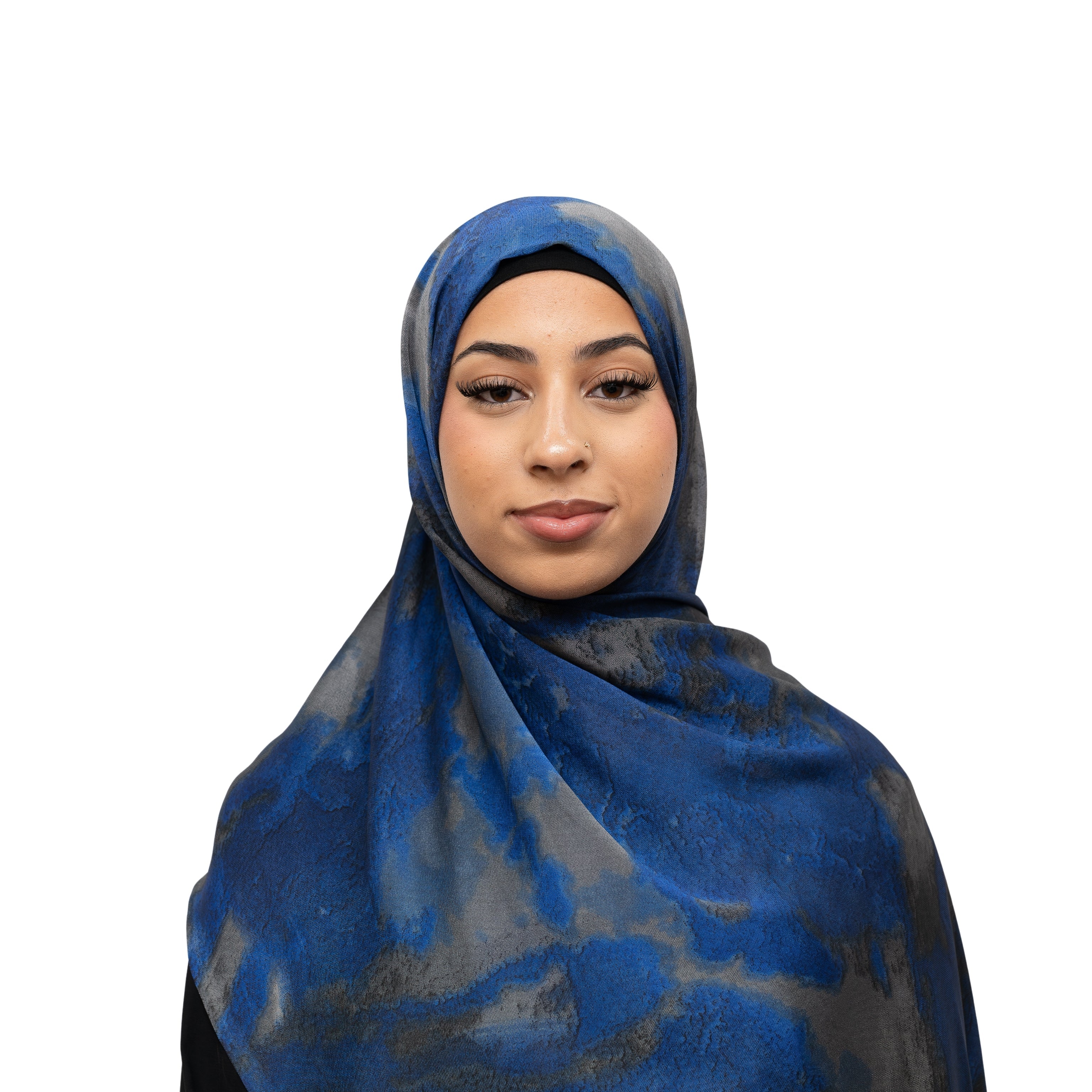 Vella Print Style 2-5 Silk Chiffon Hijab Royal Blue