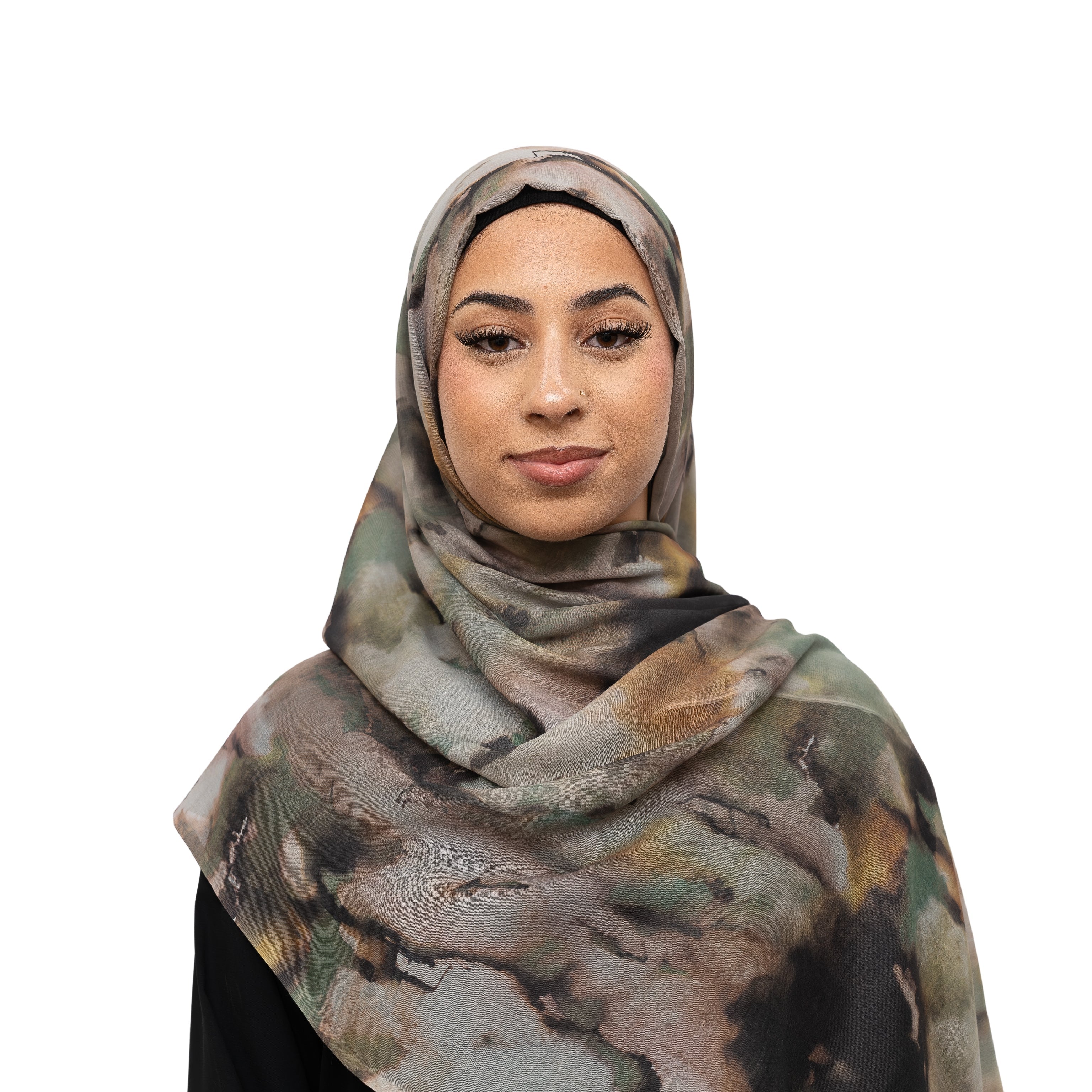Watercolor Sharp Modal Hijab Army Green