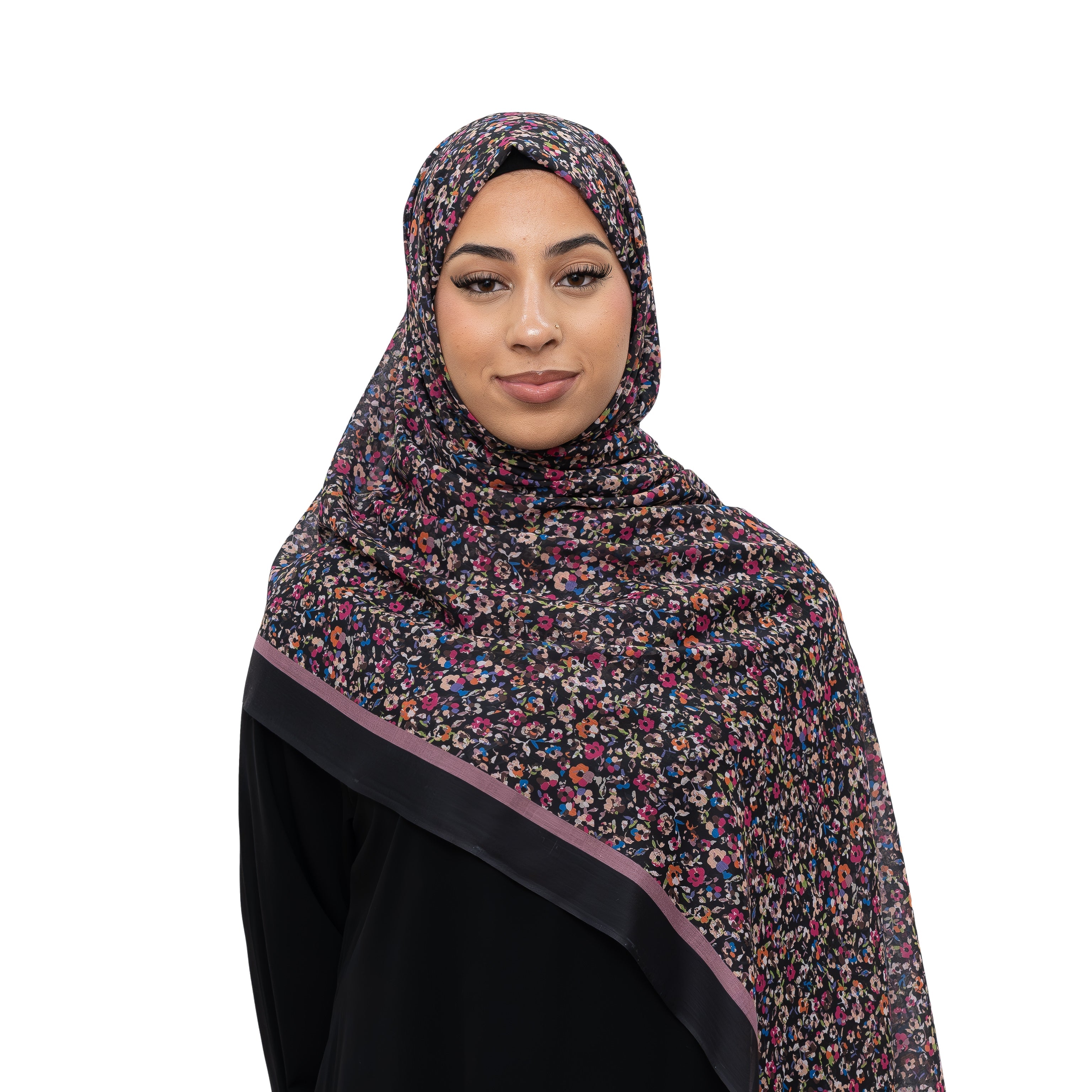 Exclusive Cotton Print Hijab Floral Multi Pink Col 100