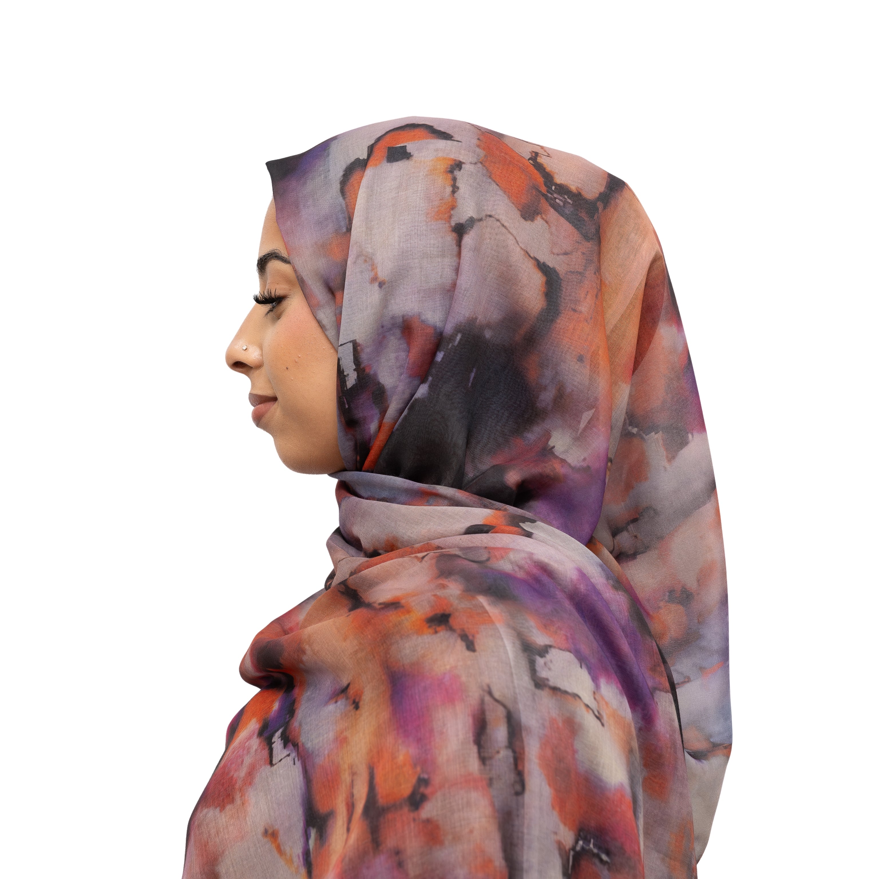 Watercolor Sharp Modal Hijab Multi Purple