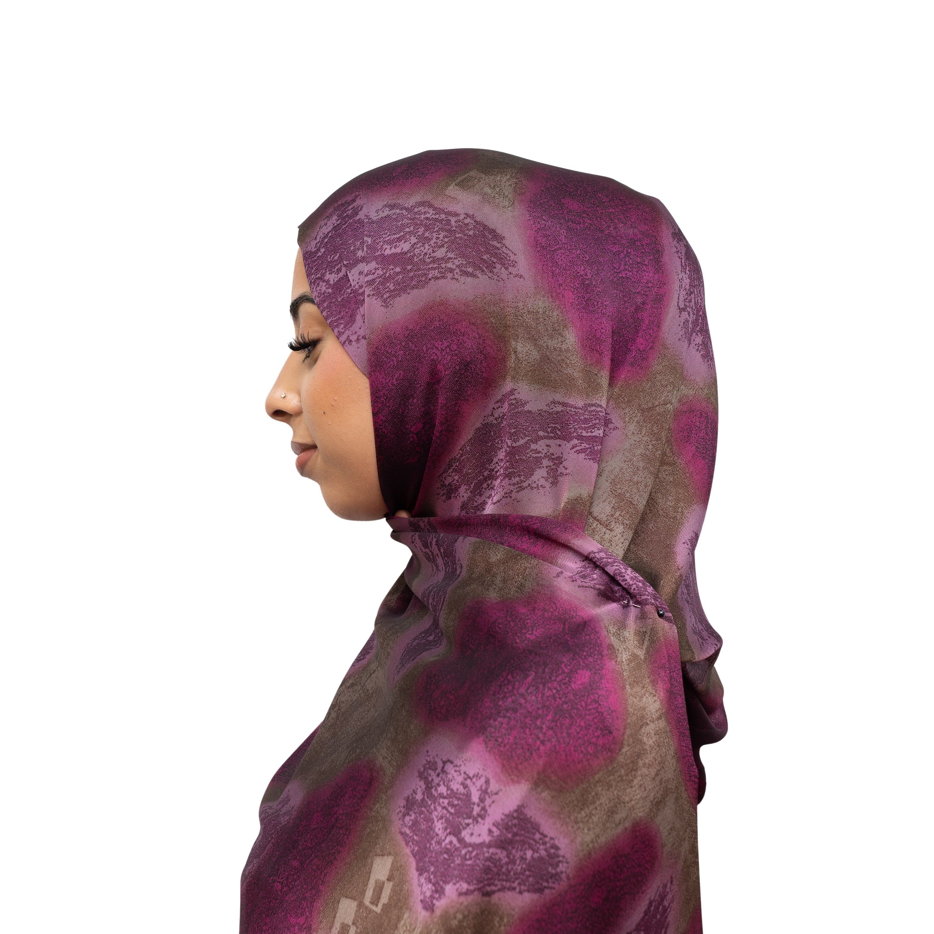 Vella Print Style 3-4 Silk Chiffon Hijab Purple