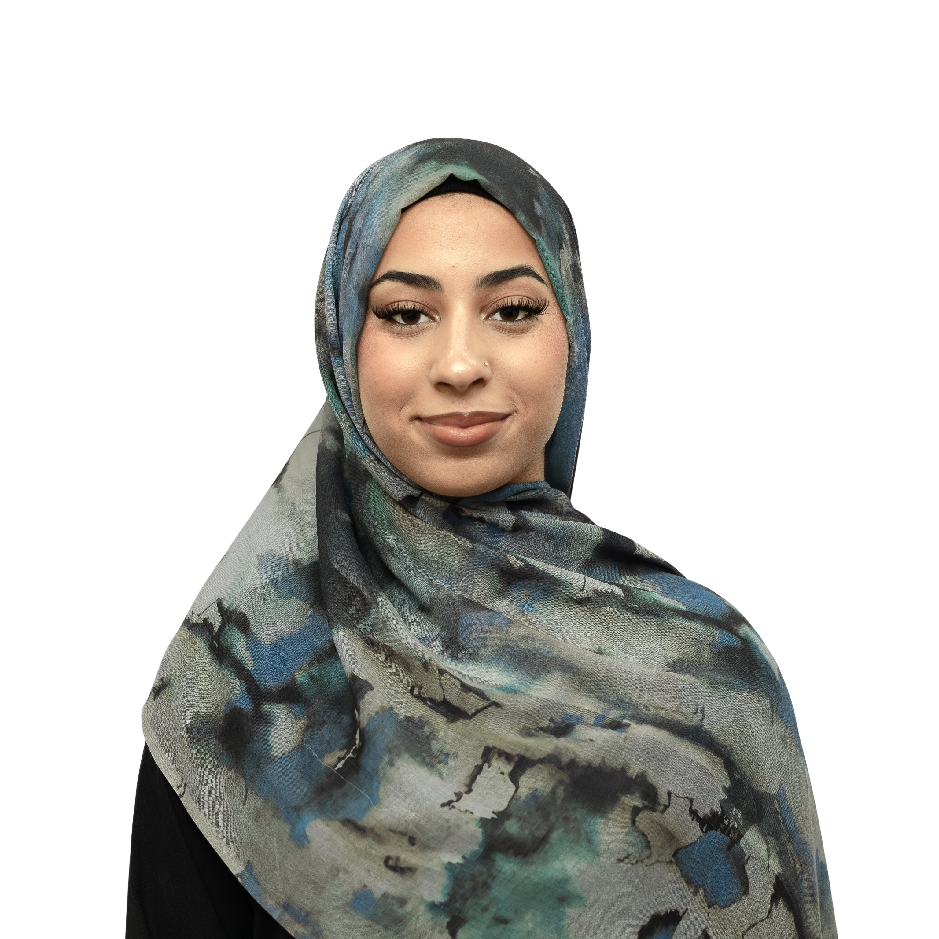 Watercolor Sharp Modal Hijab Turquiose Blue
