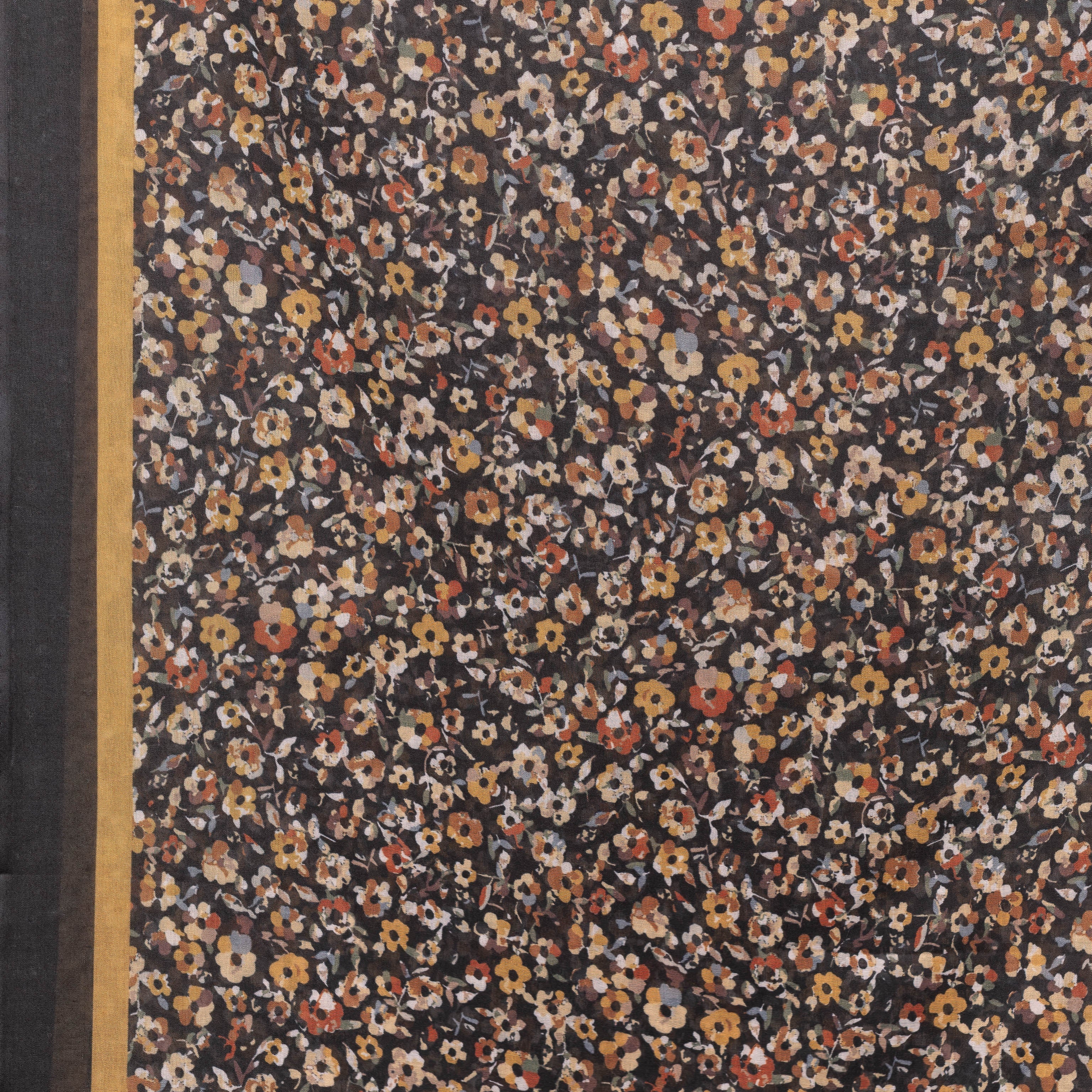 Exclusive Cotton Print Hijab Floral Black Mustard Col 4