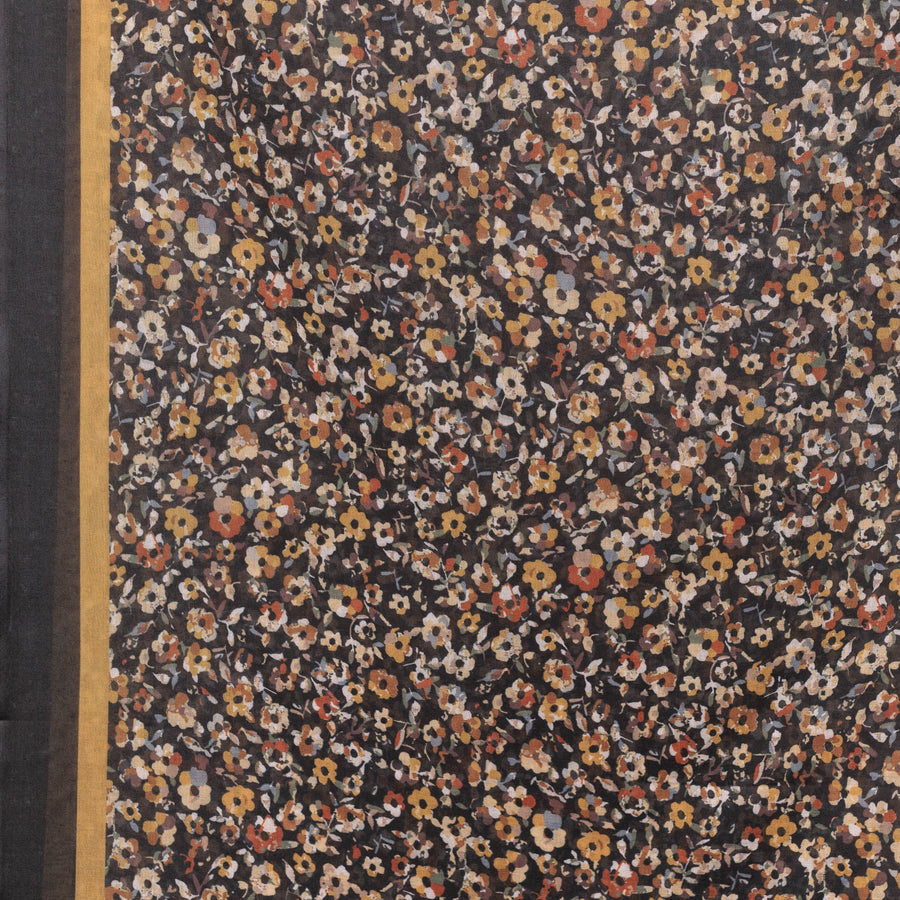 Exclusive Cotton Print Hijab Floral Black Mustard Col 4