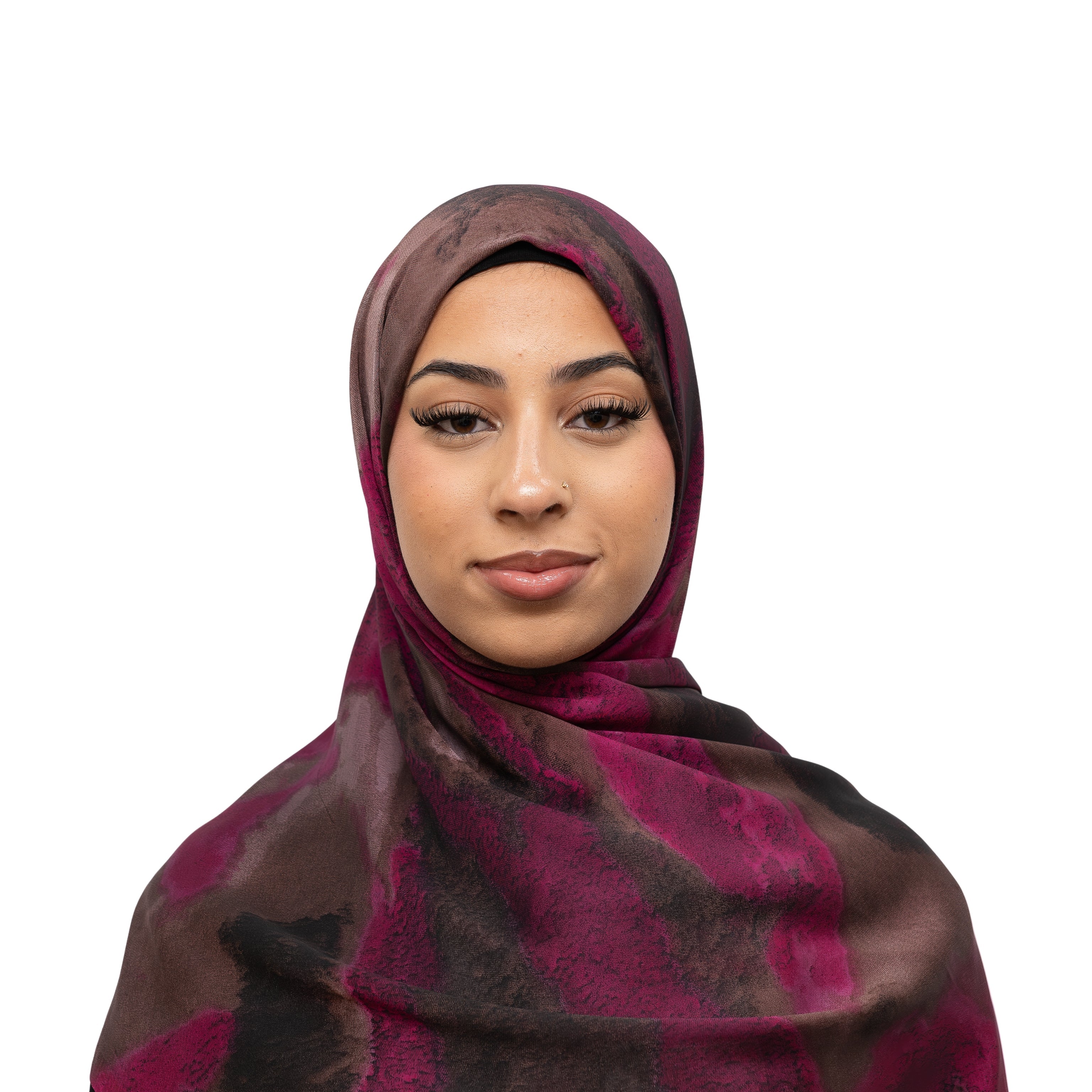 Vella Print Style 2-3 Silk Chiffon Hijab Shocking Pink