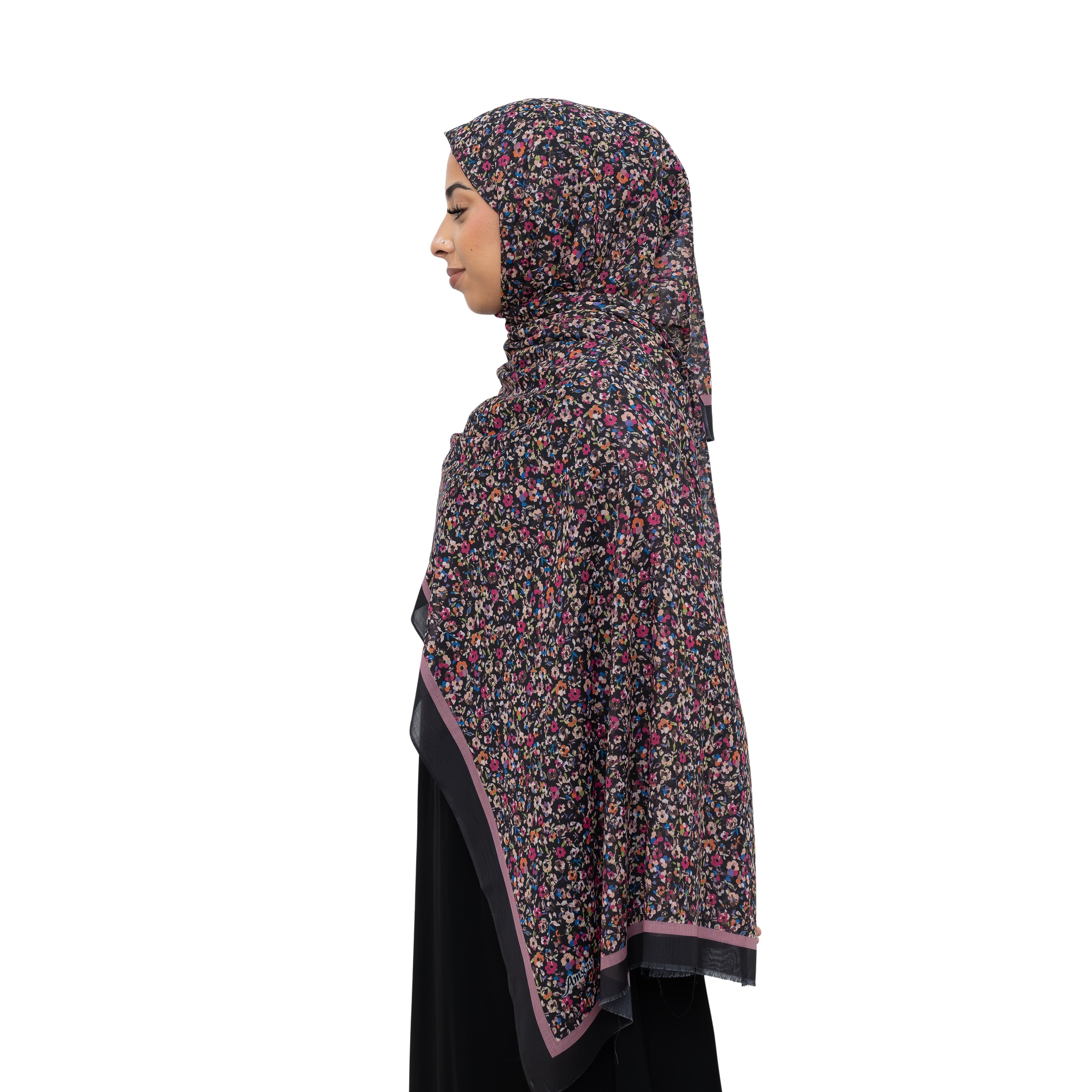 Exclusive Cotton Print Hijab Floral Multi Pink Col 100