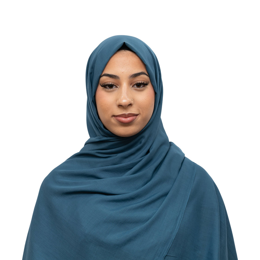 Exclusive Cotton Hijab Petrol Blue Col 78