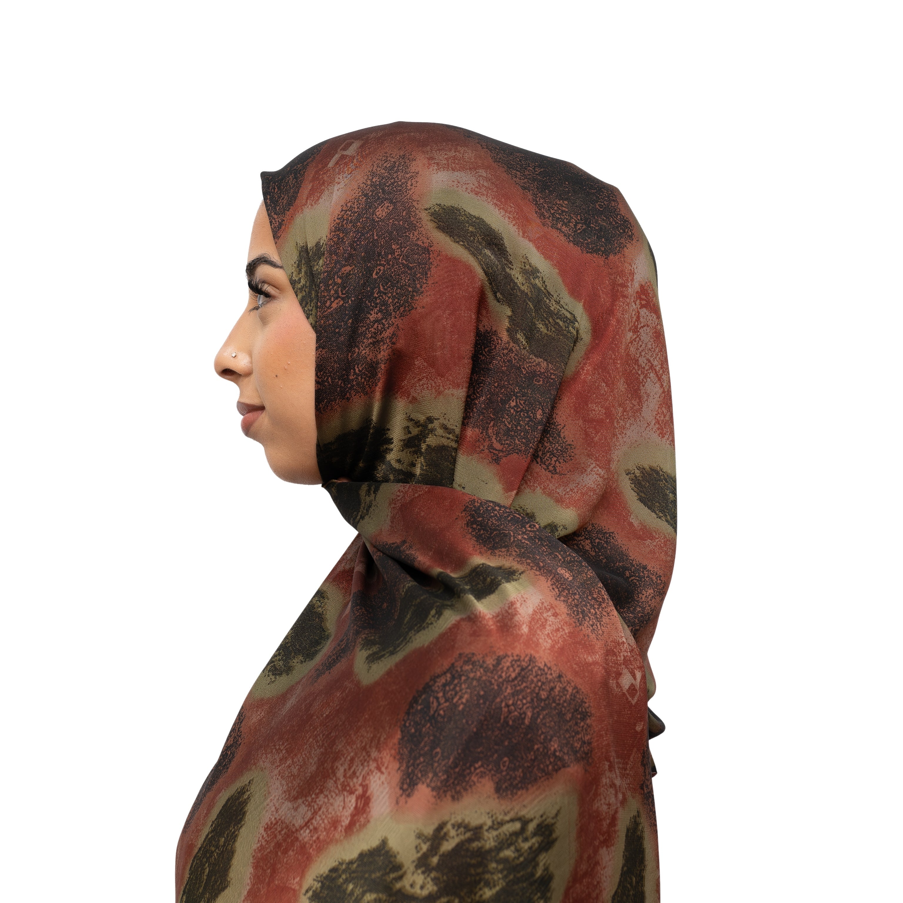 Vella Print Style 3-1 Silk Chiffon Hijab Brown, Rose Wood