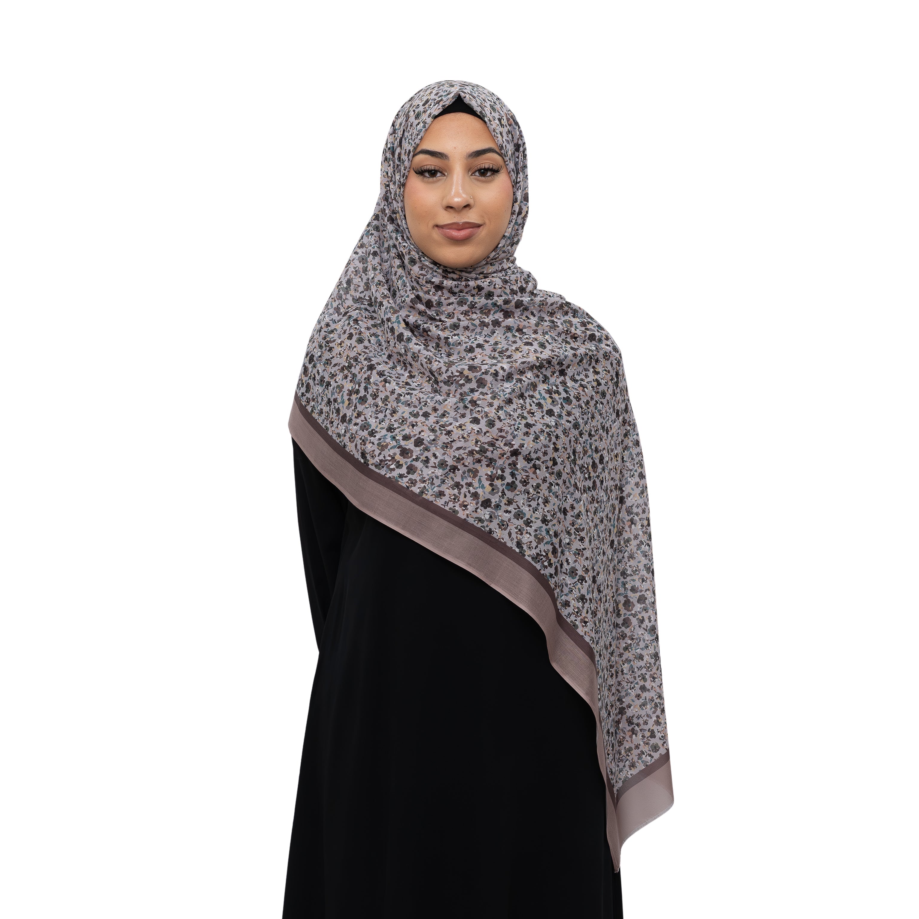 Exclusive Cotton Print Hijab Floral Multi Brown Col 8