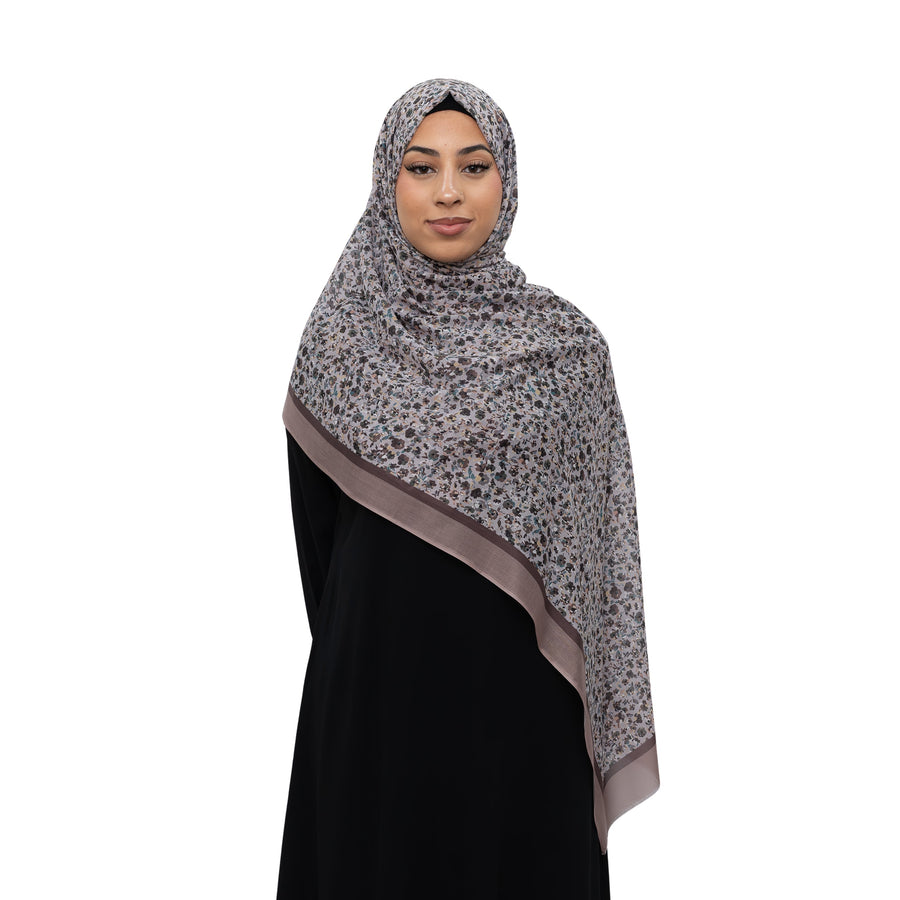Exclusive Cotton Print Hijab Floral Multi Brown Col 8