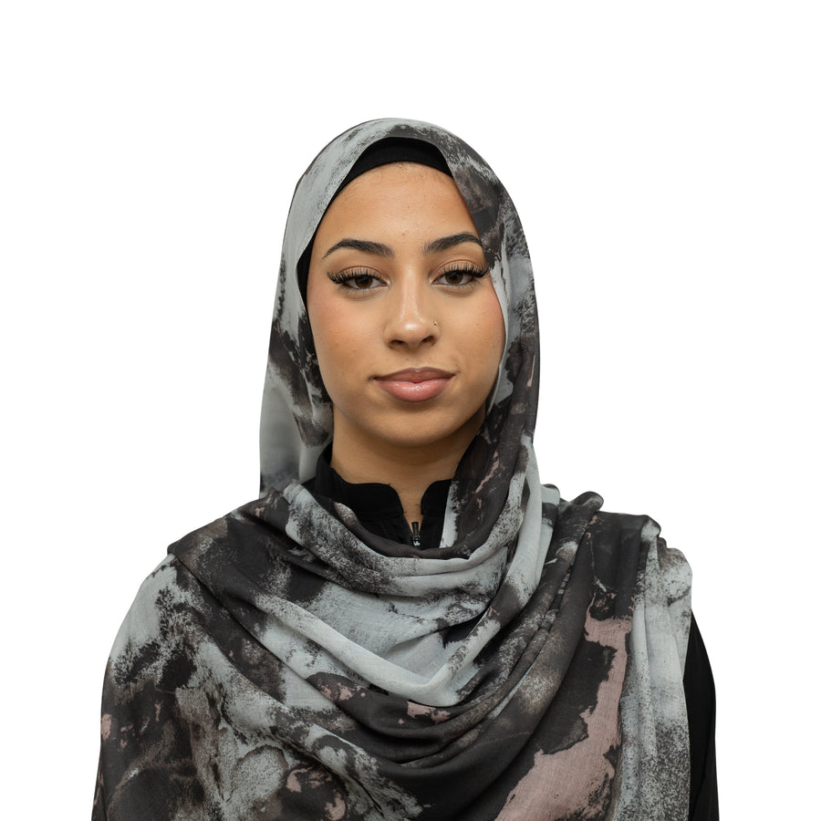Watercolor Smooth Modal Hijab Grey Pink