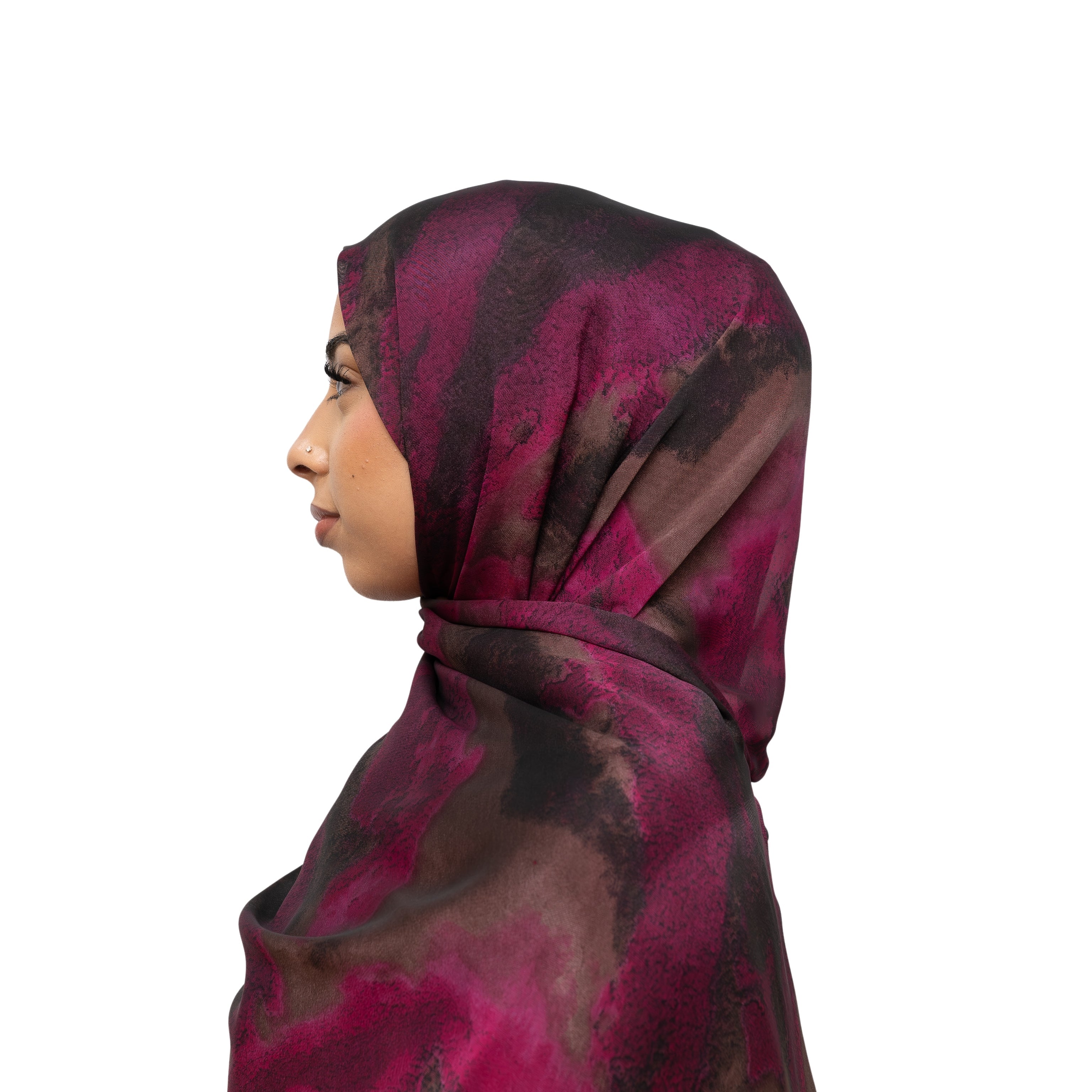 Vella Print Style 2-3 Silk Chiffon Hijab Shocking Pink