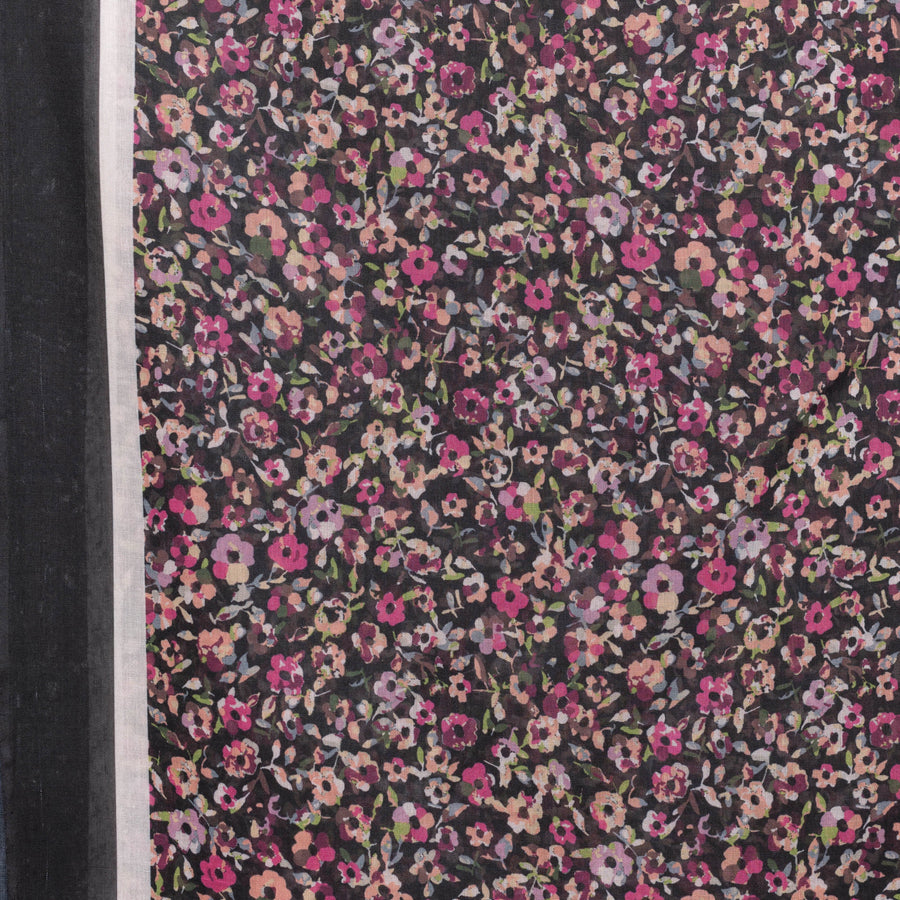 Exclusive Cotton Print Hijab Floral Black White Col 2