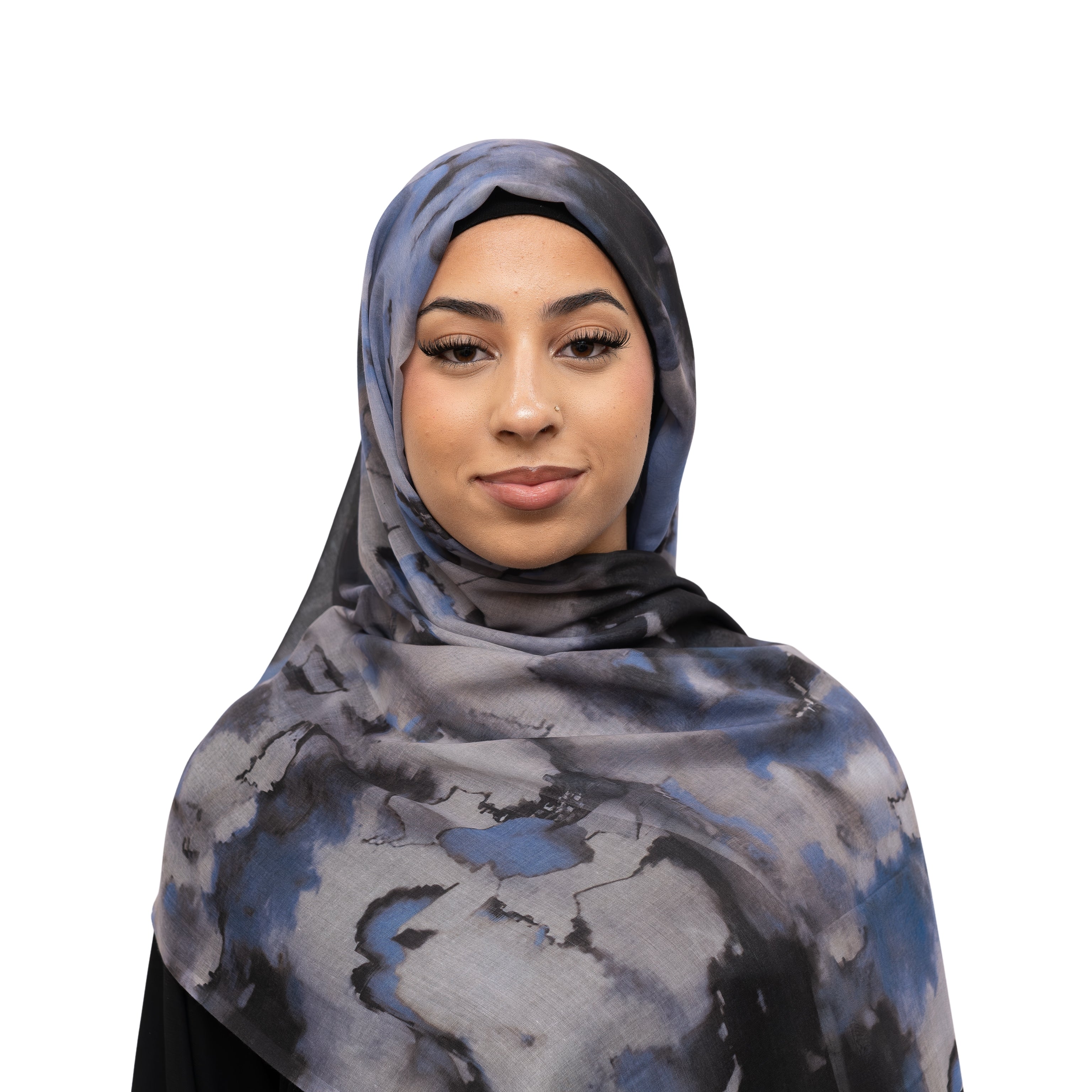 Watercolor Sharp Modal Hijab Blue Grey