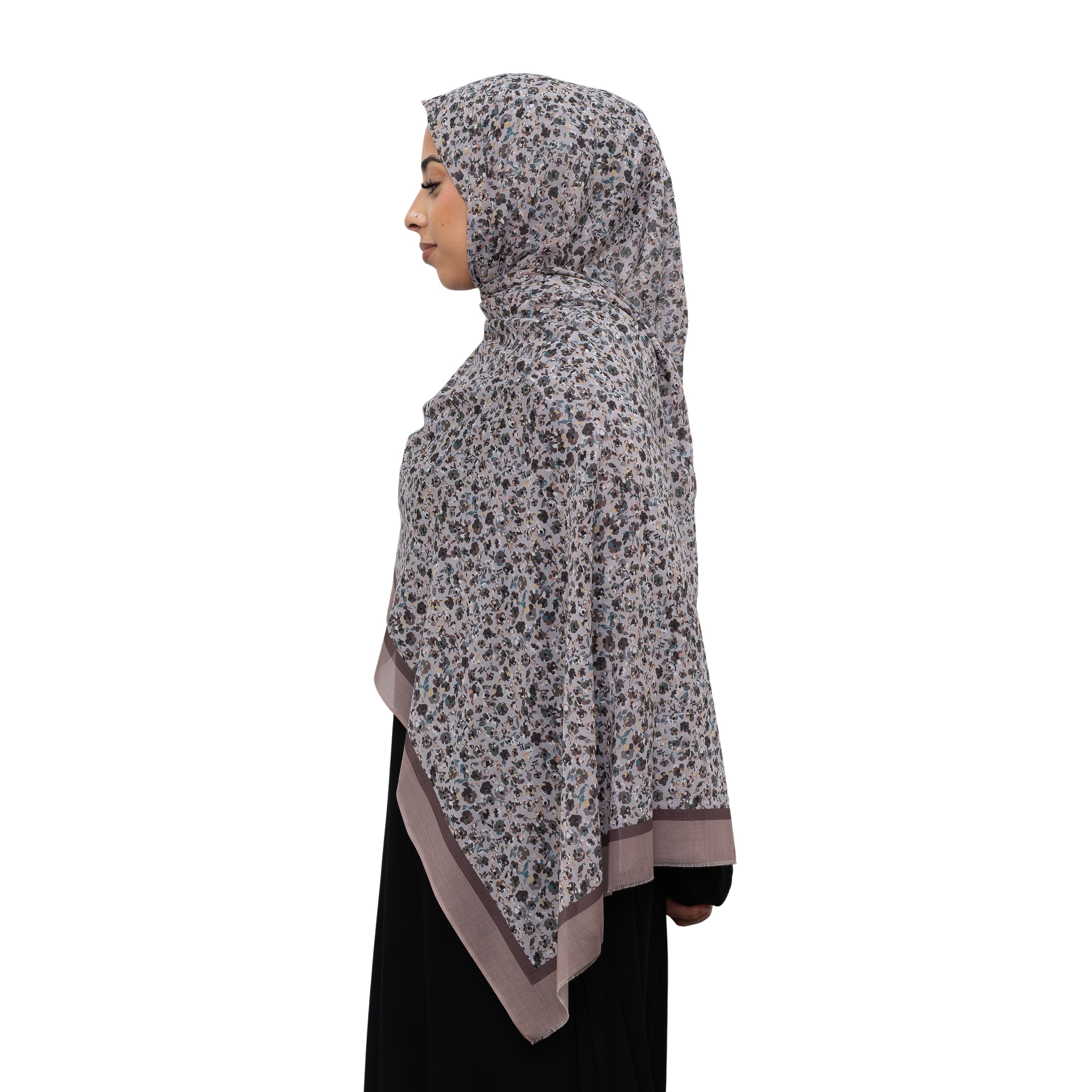 Exclusive Cotton Print Hijab Floral Multi Brown Col 8