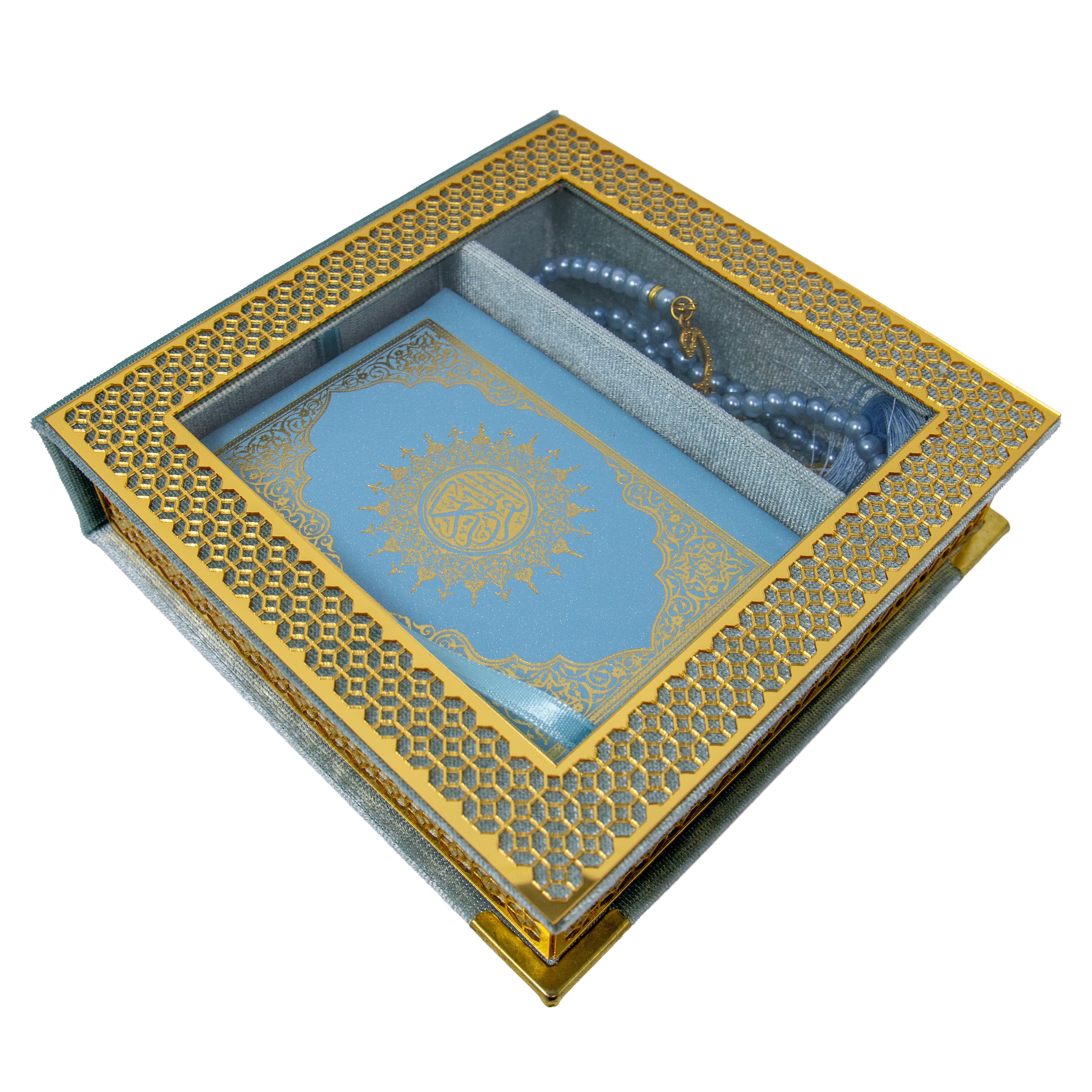 Velvet Quran Gift Set Baby Blue 0517