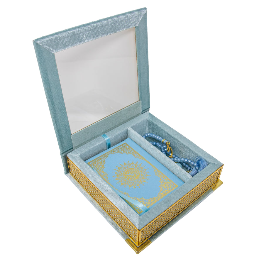 Velvet Quran Gift Set Baby Blue 0517