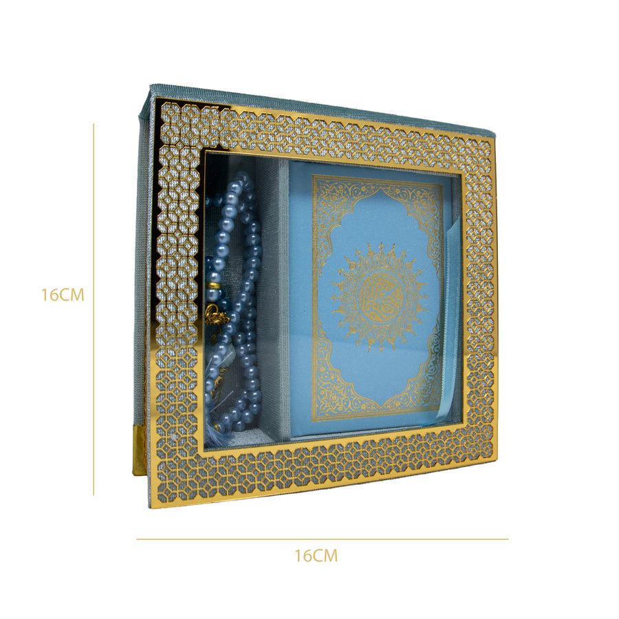 Velvet Quran Gift Set Baby Blue 0517