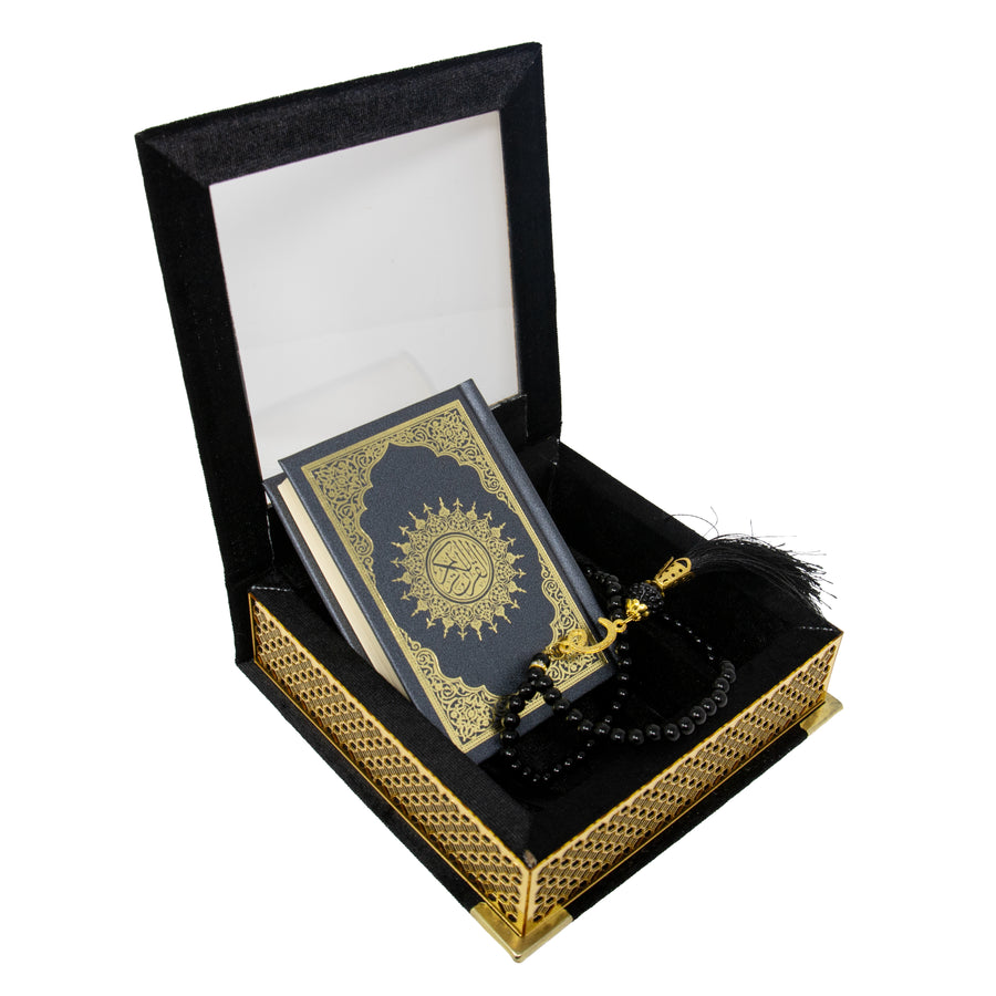 Velvet Quran Gift Set Black 0517