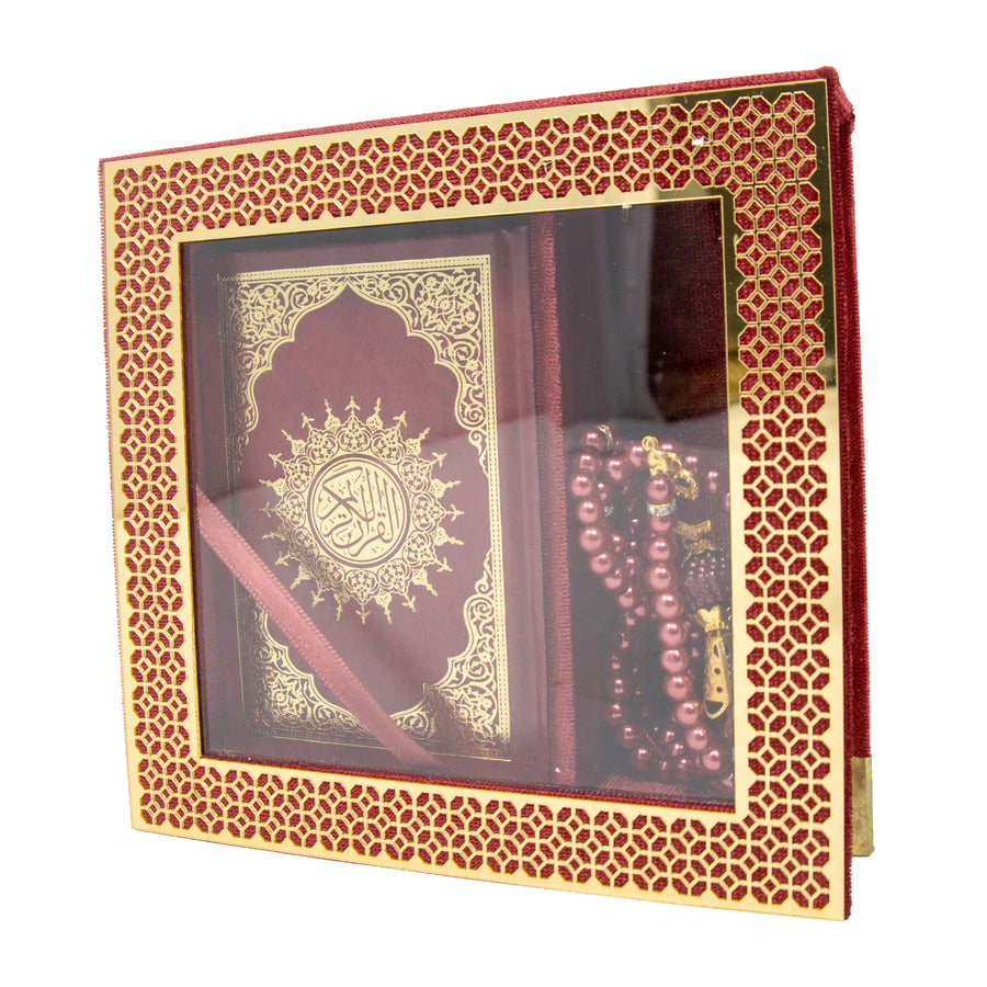 Velvet Quran Gift Set Dark Red 0517