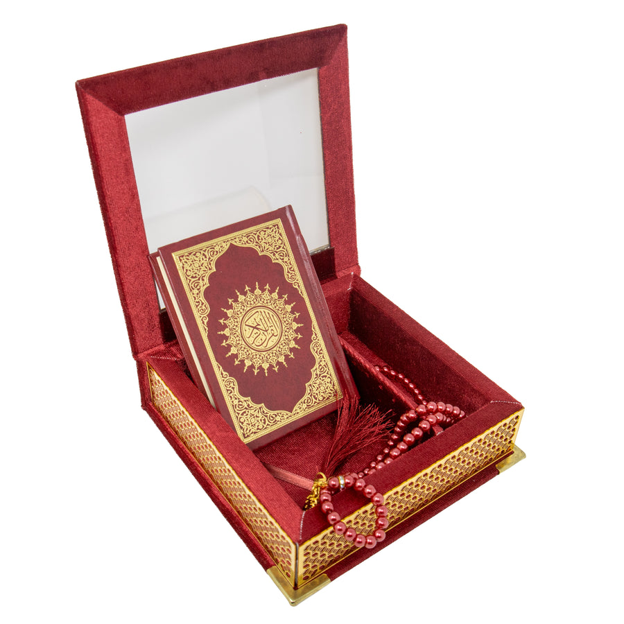 Velvet Quran Gift Set Dark Red 0517