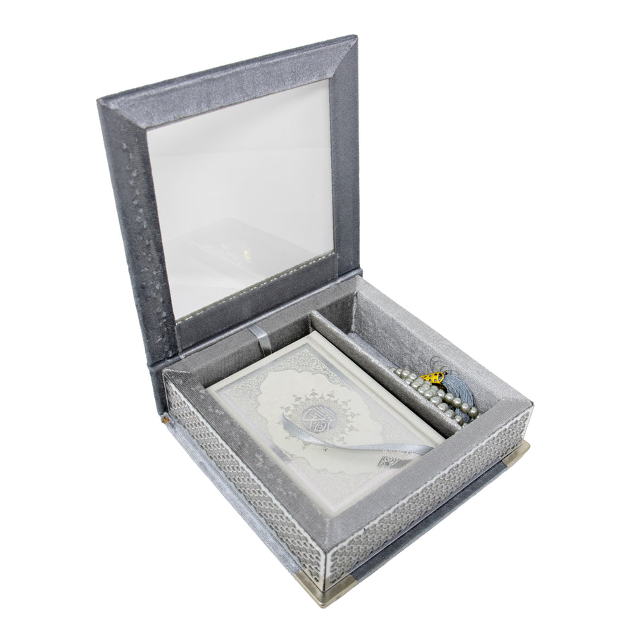 Velvet Quran Gift Set Gray 0517