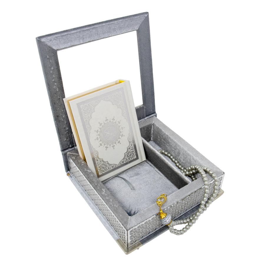 Velvet Quran Gift Set Gray 0517