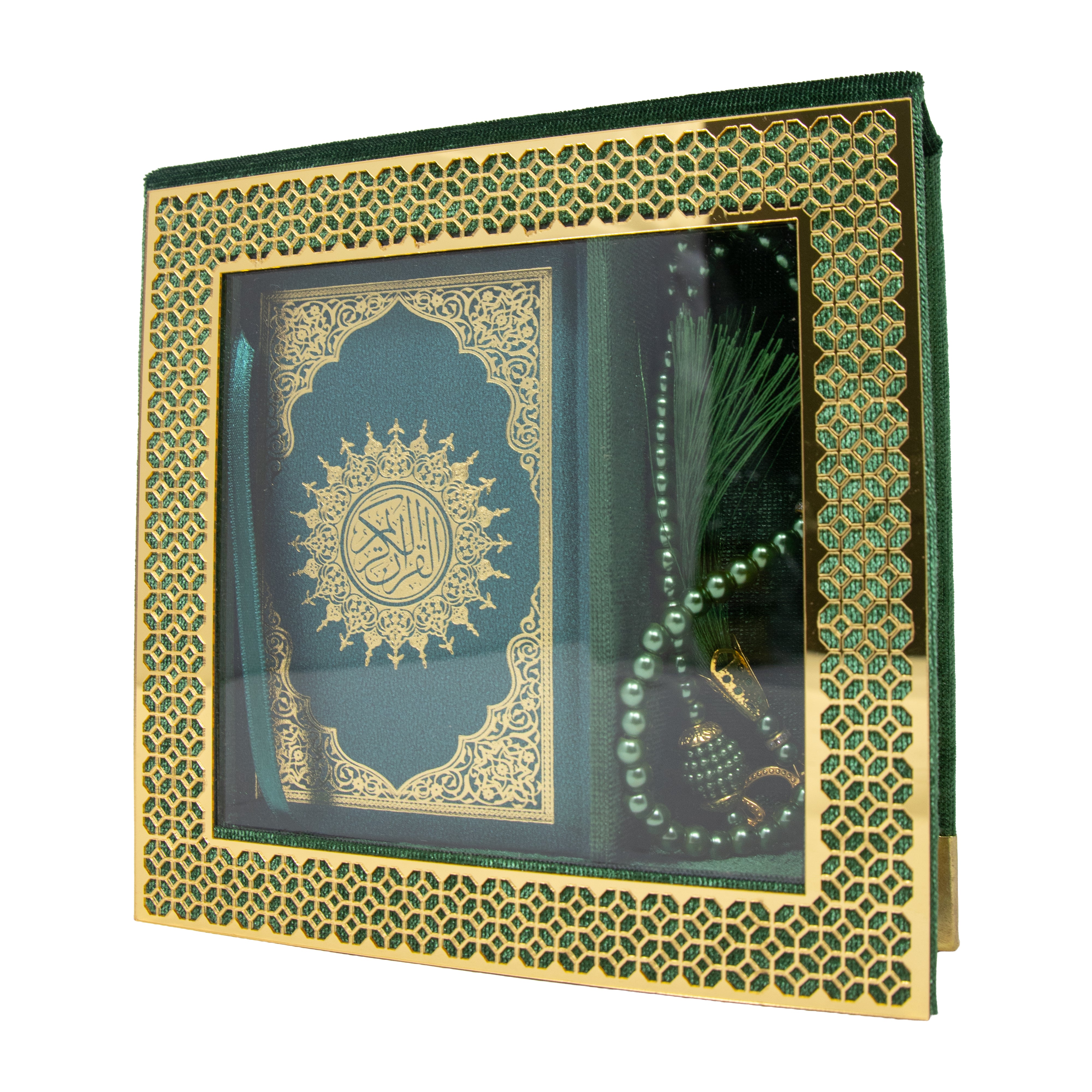 Velvet Quran Gift Set Green 0517