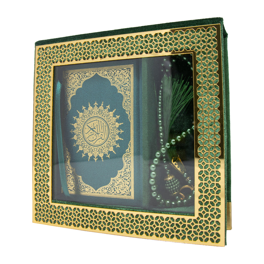 Velvet Quran Gift Set Green 0517
