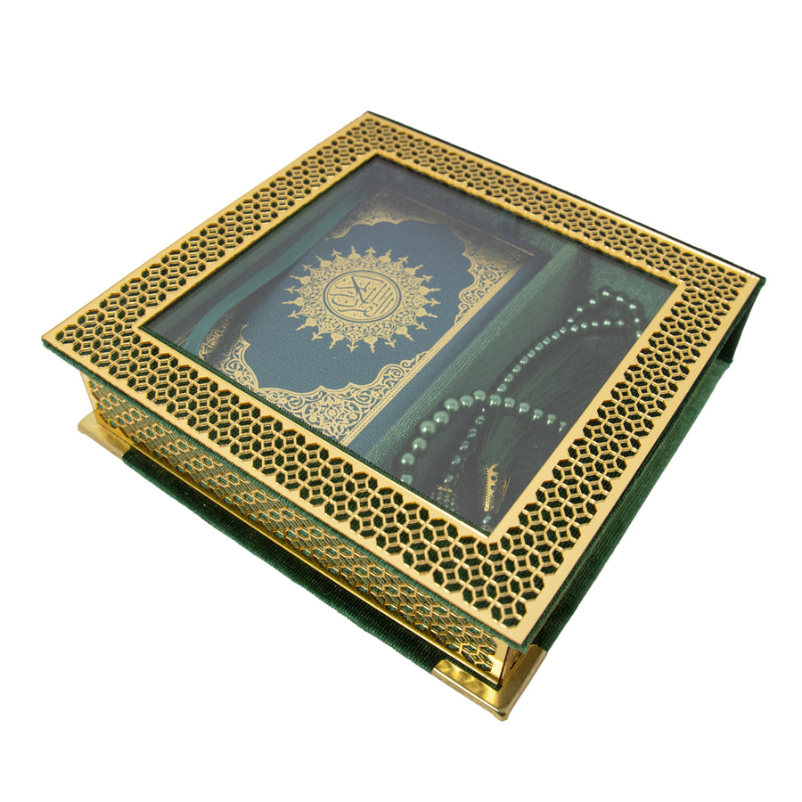 Velvet Quran Gift Set Green 0517