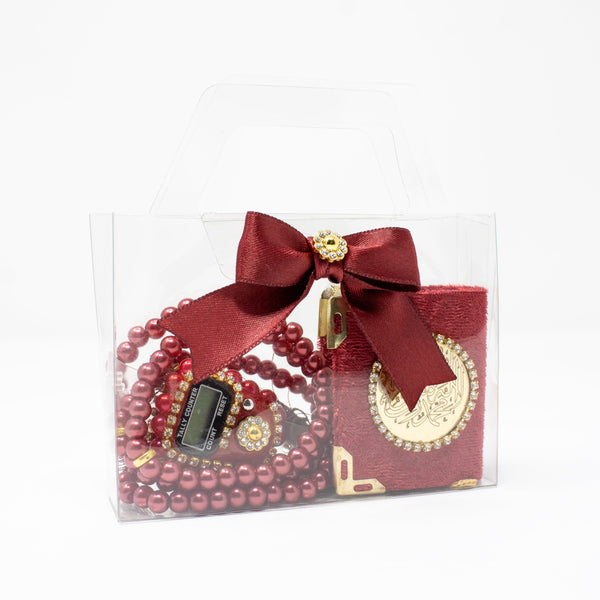 Wedding Favour Mini Quran And 2 Type Tasbih Red 0994