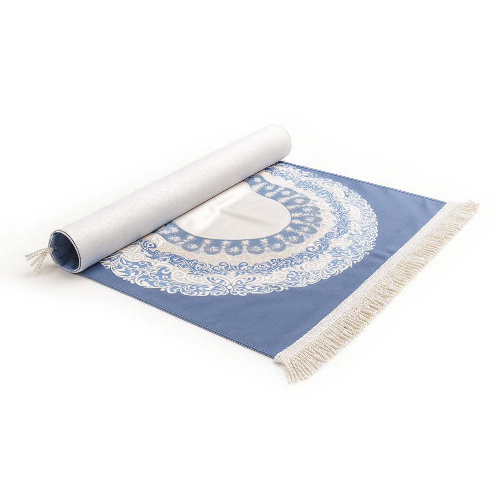 Luxury Satin Prayer Mat Navy Blue AMTY 5048