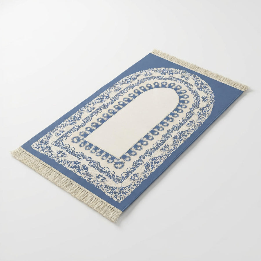 Luxury Satin Prayer Mat Navy Blue AMTY 5048