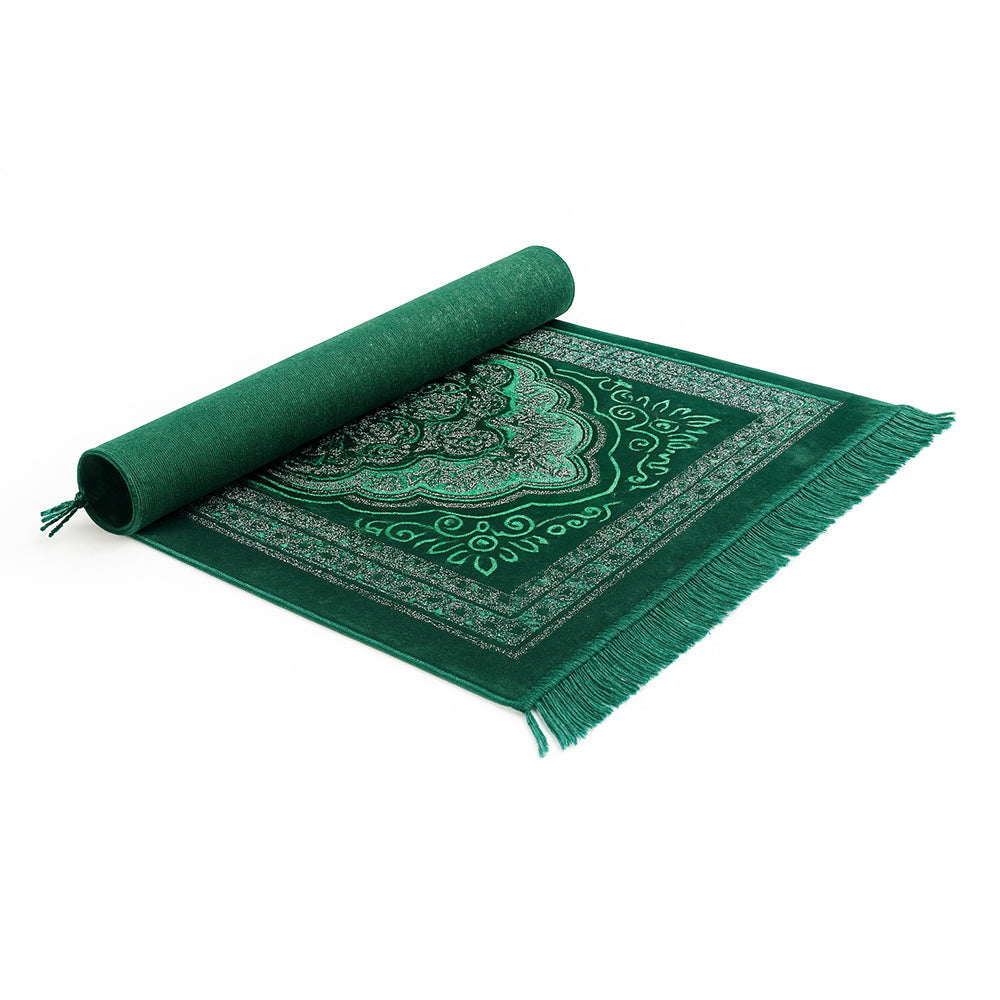 Velvet Glitter Bottle Green Prayer Mat AMTY-7056
