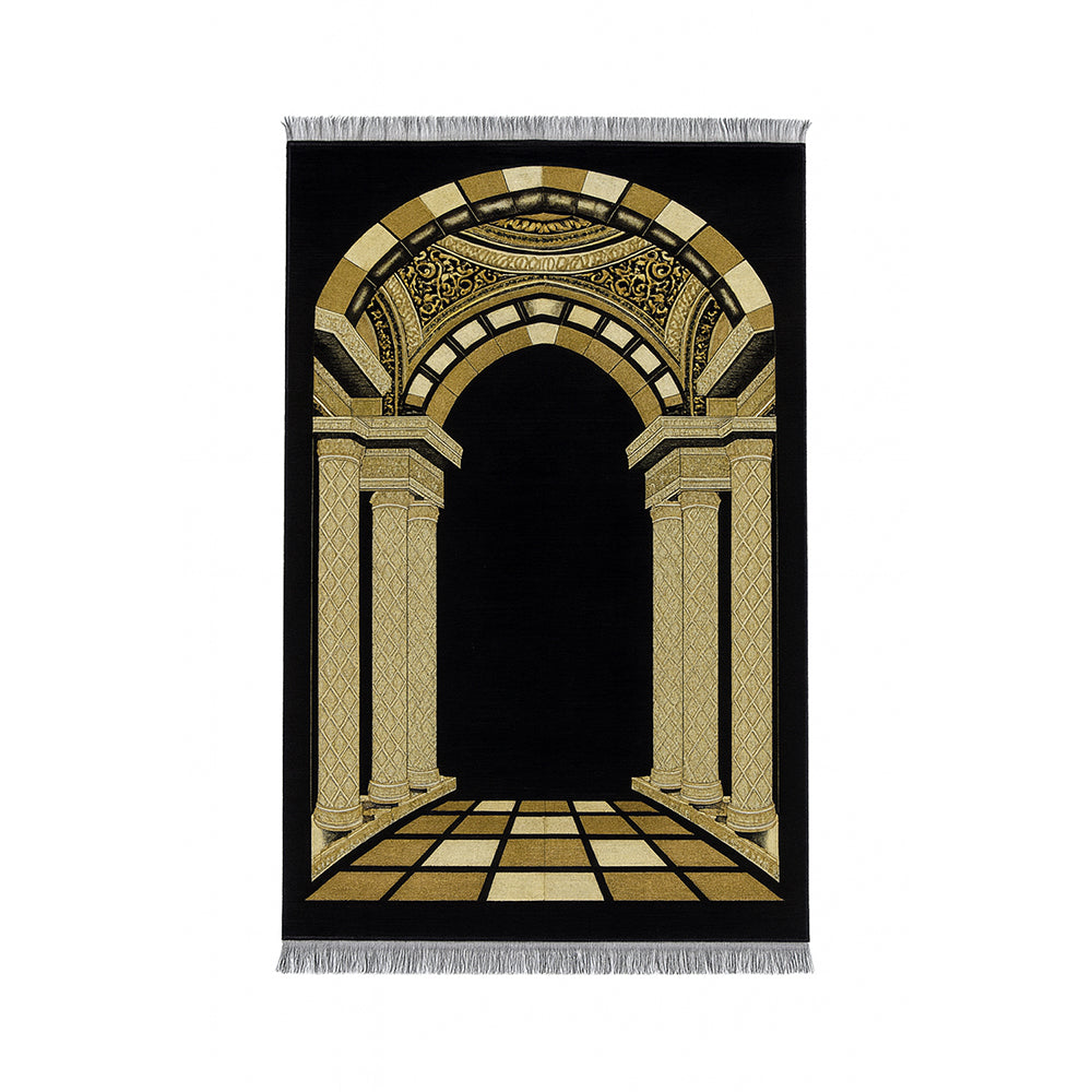 Ravza Black Chenille Prayer Mat AMTY 7065