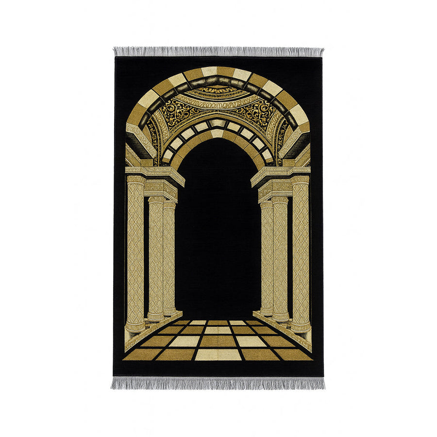 Ravza Black Chenille Prayer Mat AMTY 7065