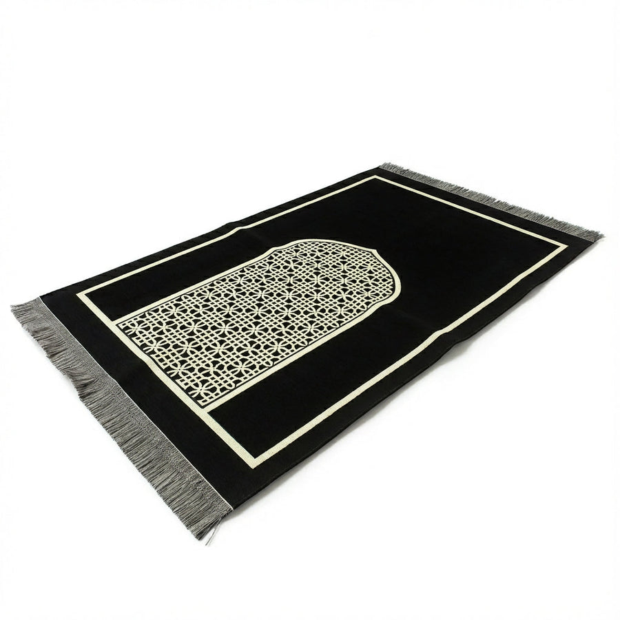 Mehraab Chenille Prayer Mat Black AMTY 7065